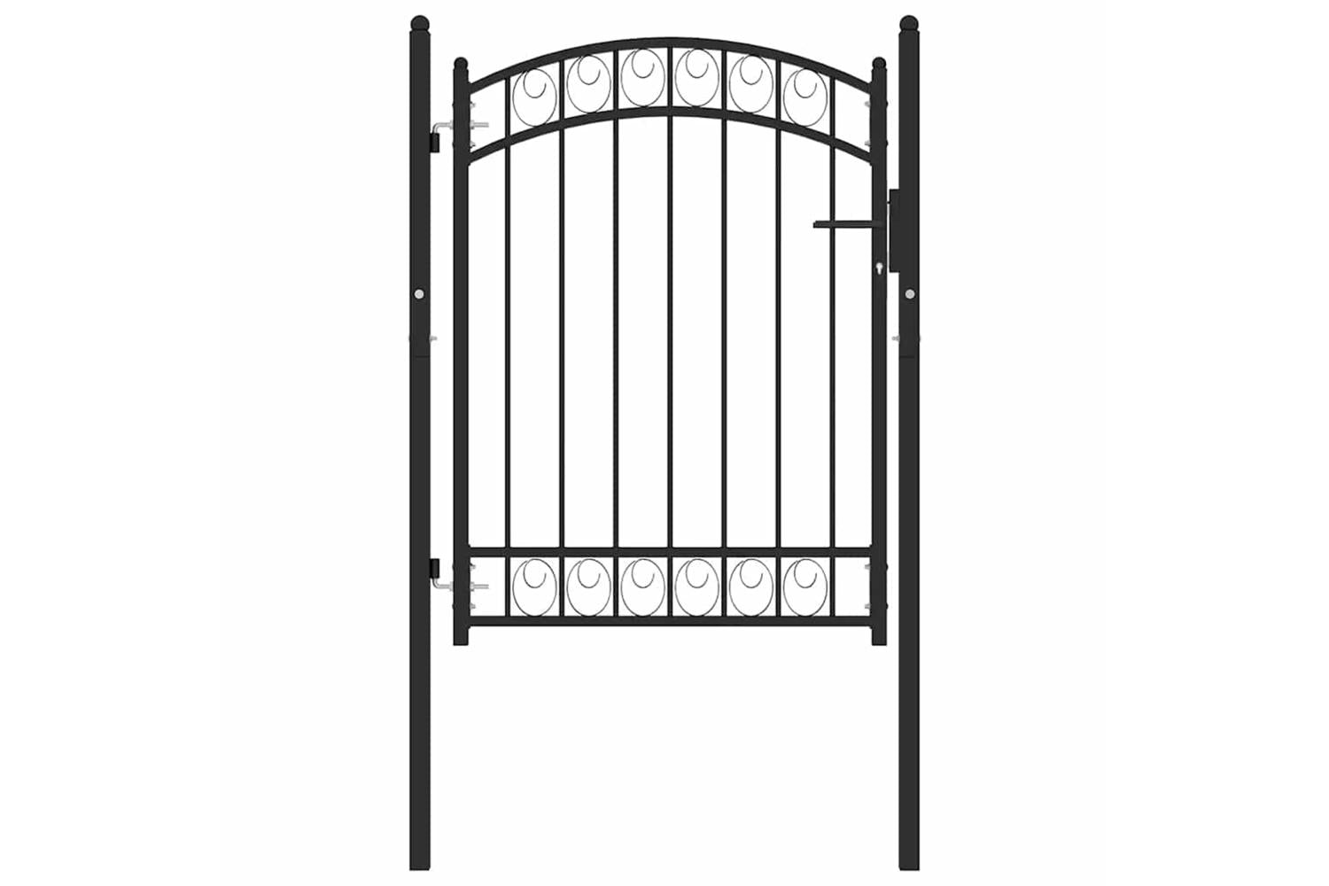 vidaXL 146369 Fence Gate With Arched Top Steel 100x125cm Black-2