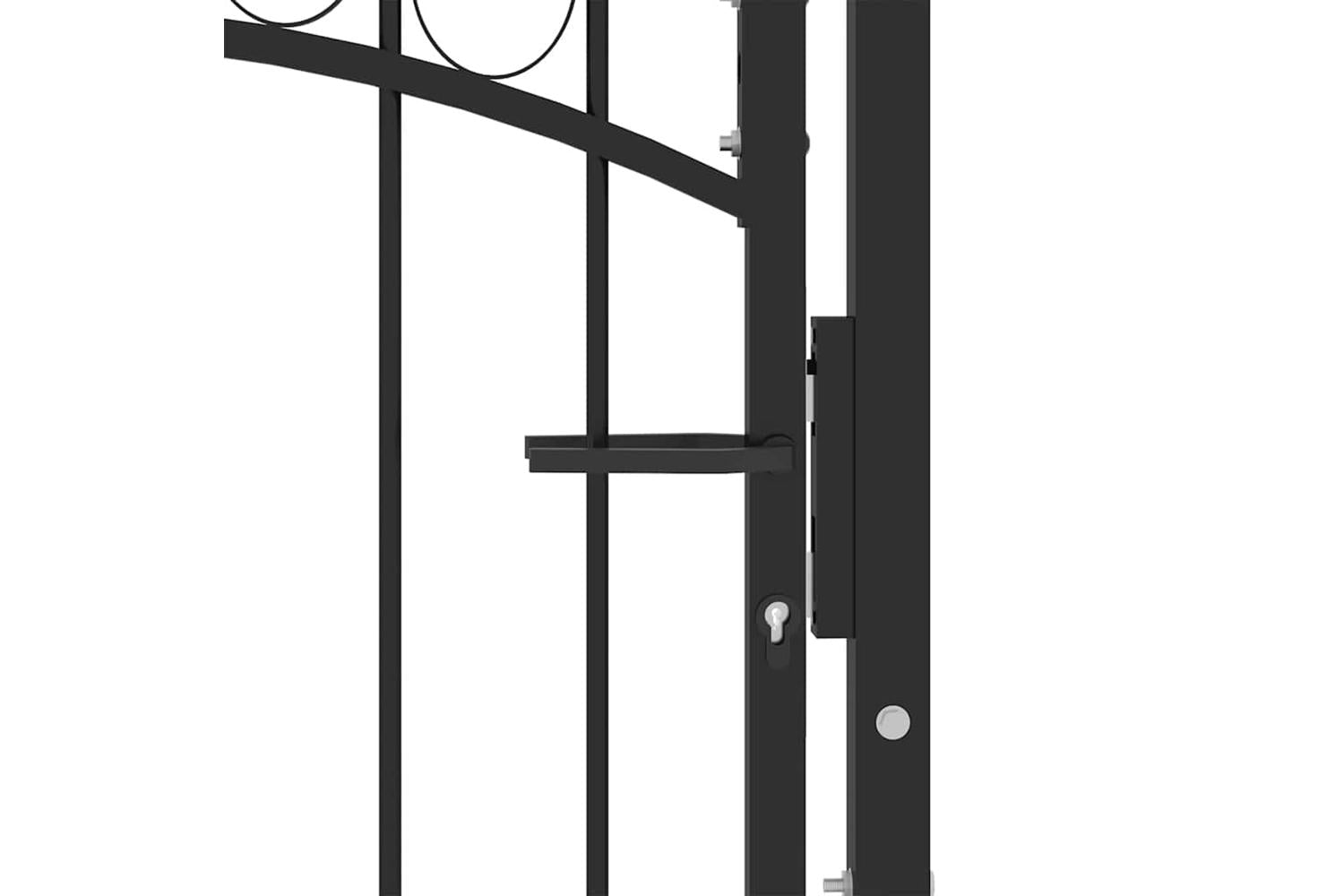 vidaXL 146369 Fence Gate With Arched Top Steel 100x125cm Black-3