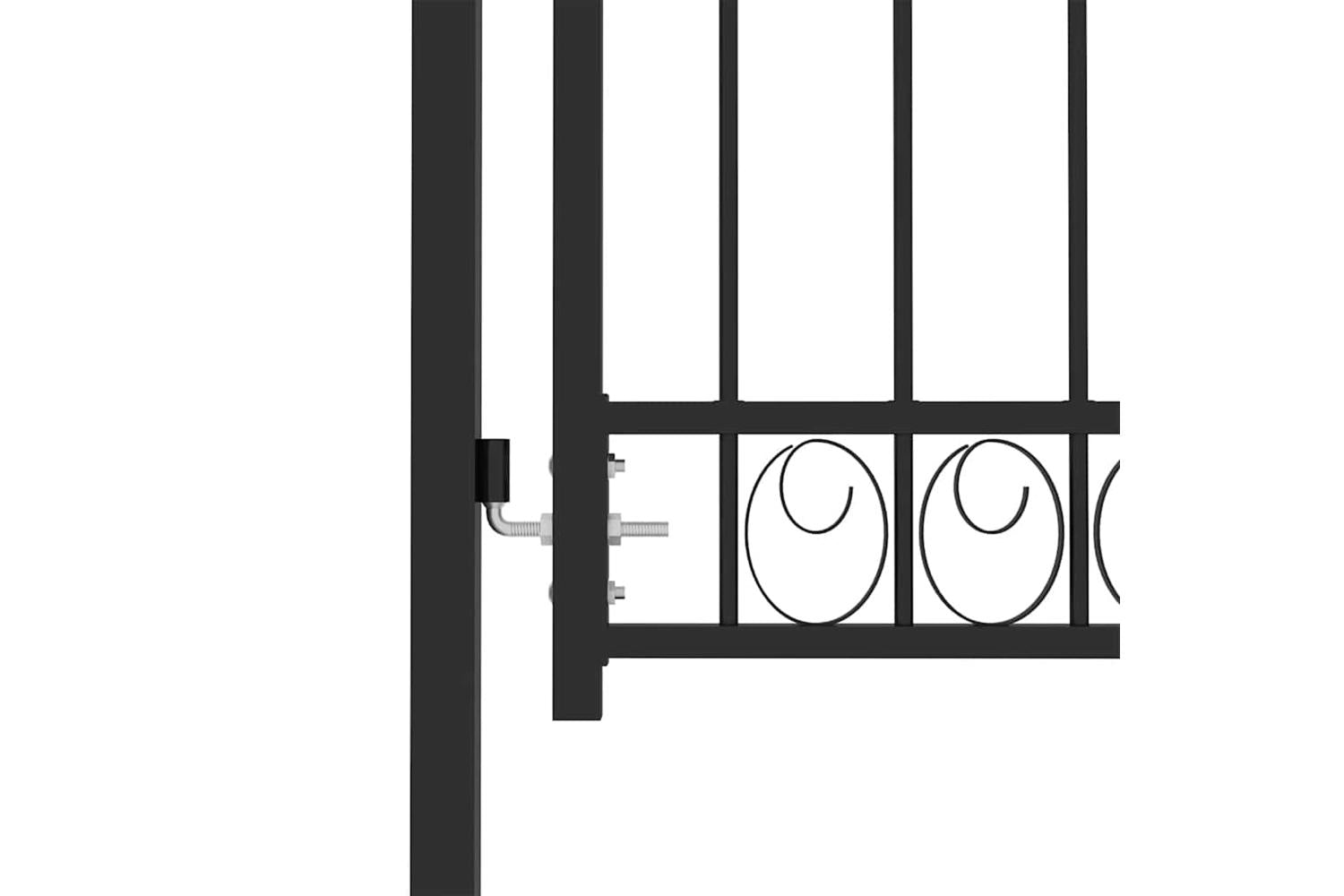 vidaXL 146369 Fence Gate With Arched Top Steel 100x125cm Black-4