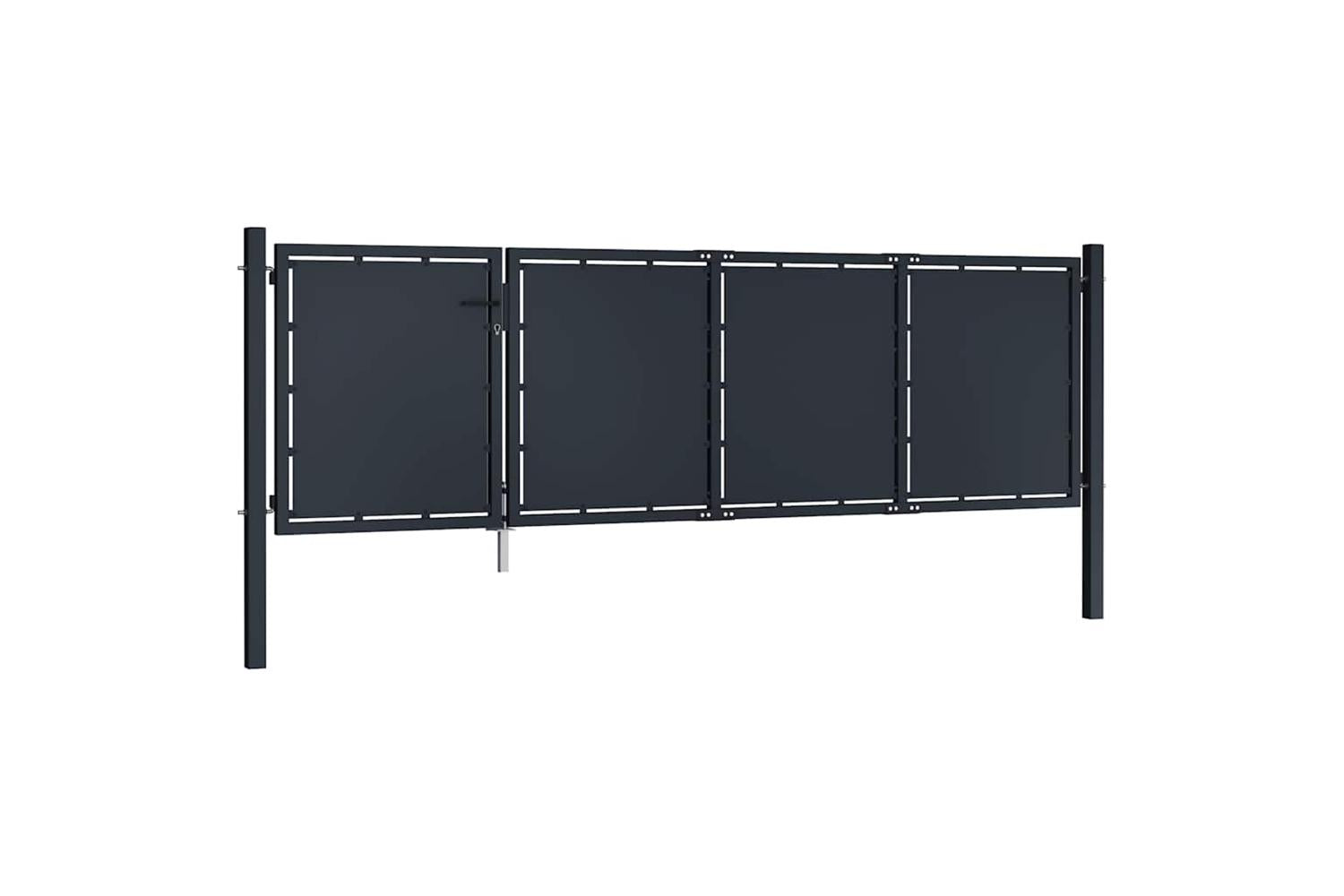 vidaXL 144536 Garden Gate Steel 350x100cm Anthracite-2