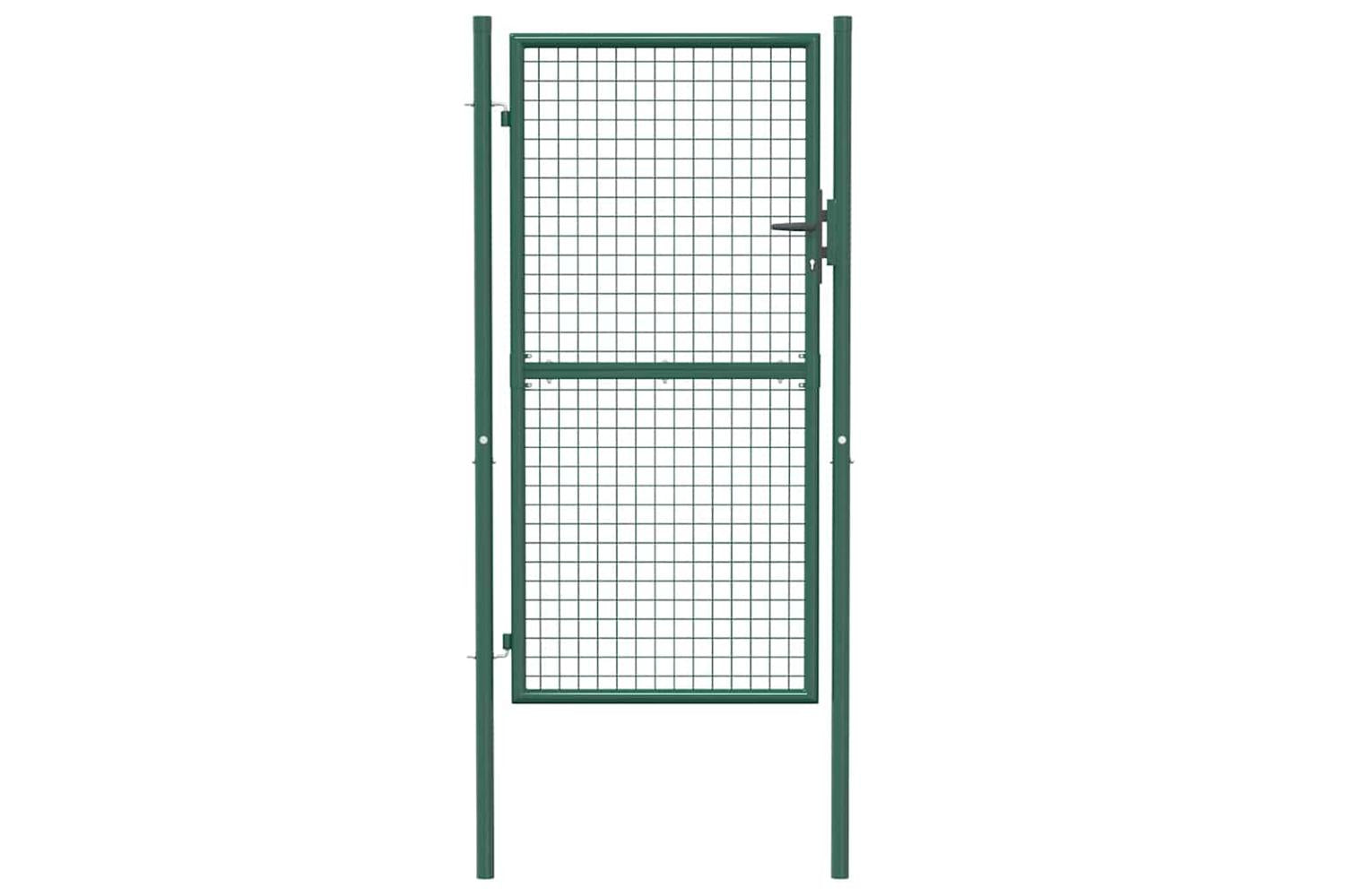 vidaXL Fence Gate Steel 100x175cm Green-3