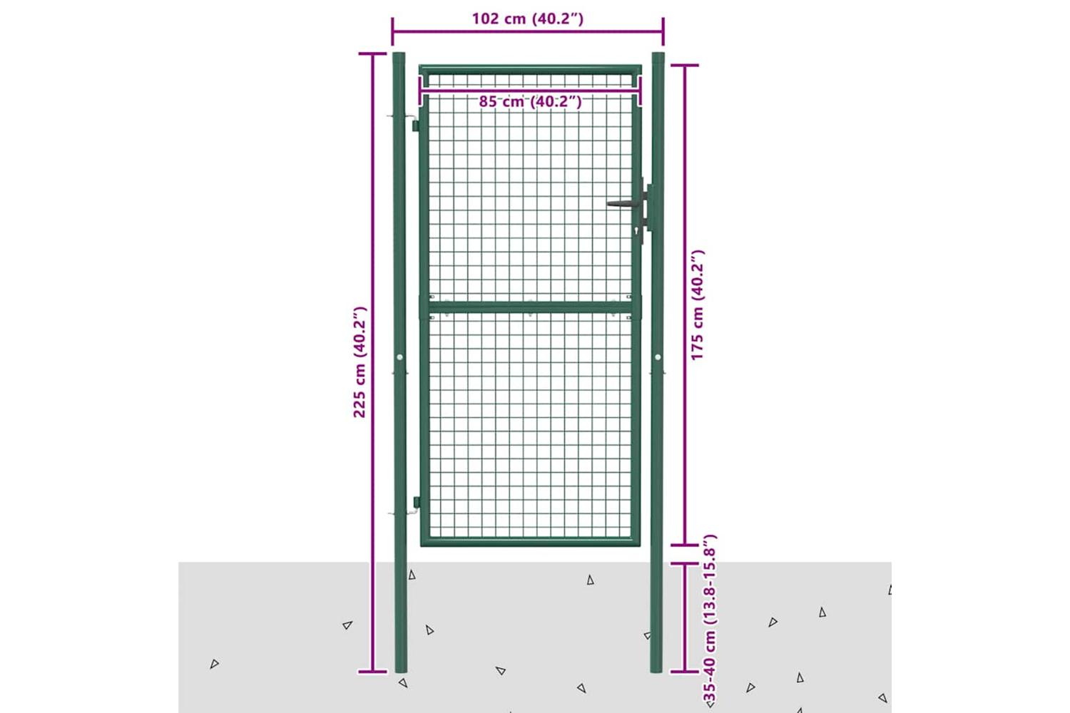 vidaXL Fence Gate Steel 100x175cm Green-6