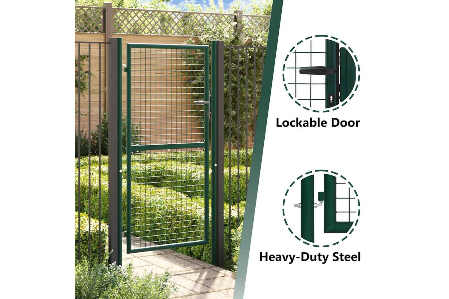vidaXL Fence Gate Steel 100x175cm Green-7