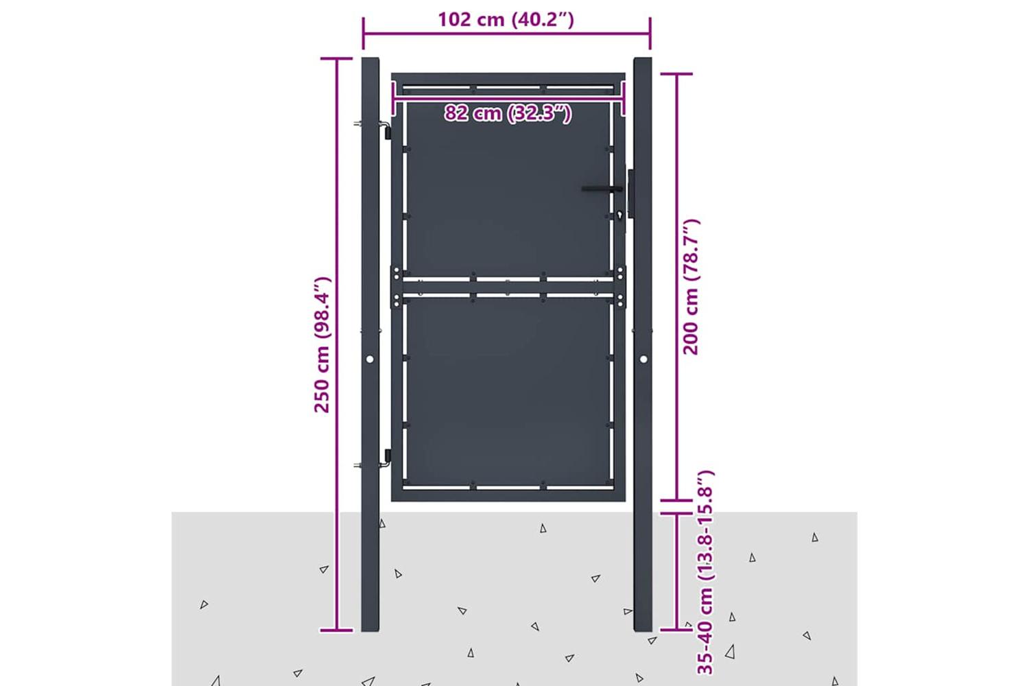 vidaXL 144522 Garden Gate Steel 100x200cm Anthracite-4