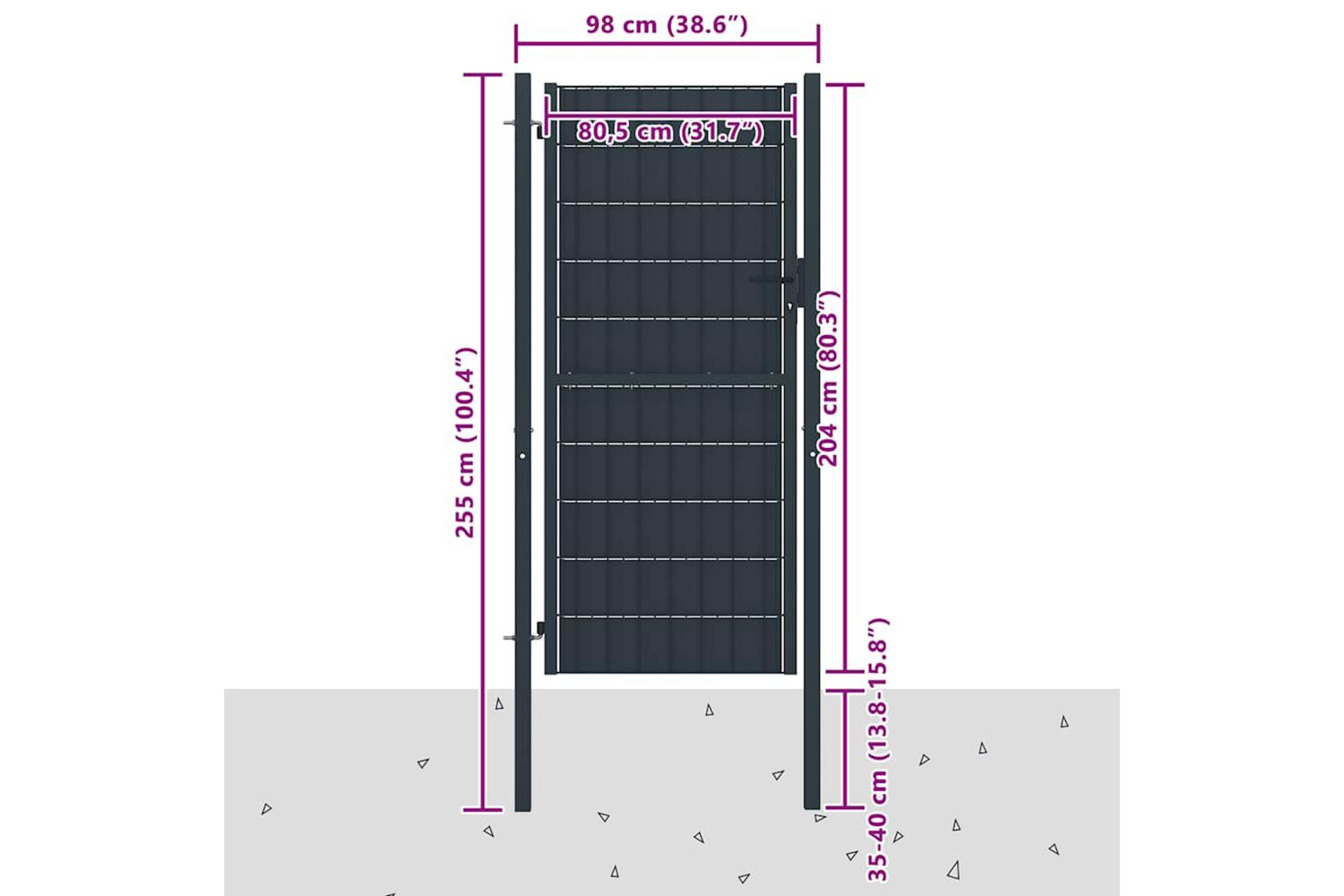 vidaXL 145236 Fence Gate Pvc And Steel 100x204cm Anthracite-4