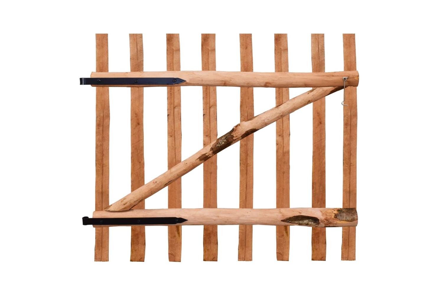 vidaXL 142595 Single Fence Gate Impregnated Hazel Wood 100x90cm-2