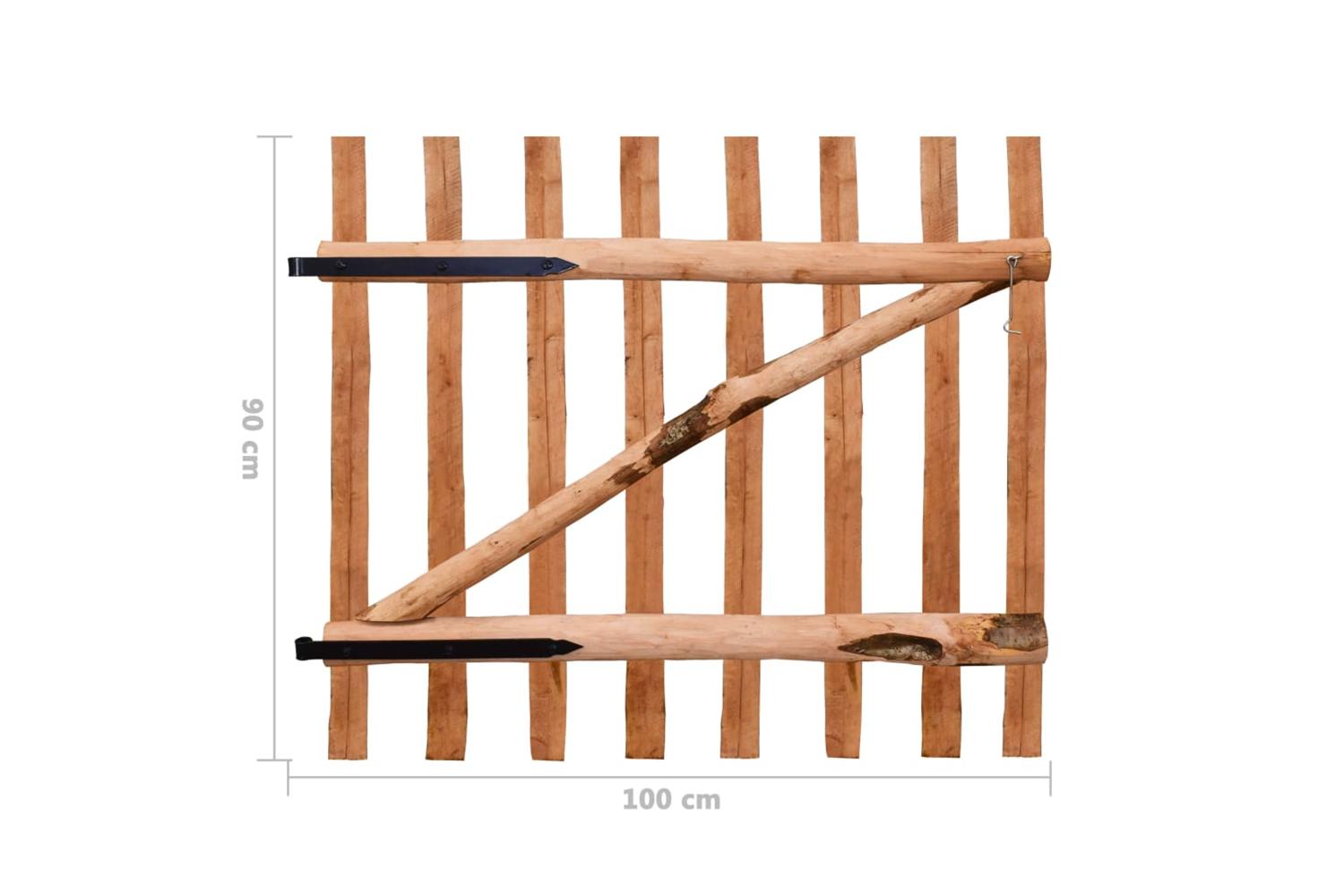 vidaXL 142595 Single Fence Gate Impregnated Hazel Wood 100x90cm-6