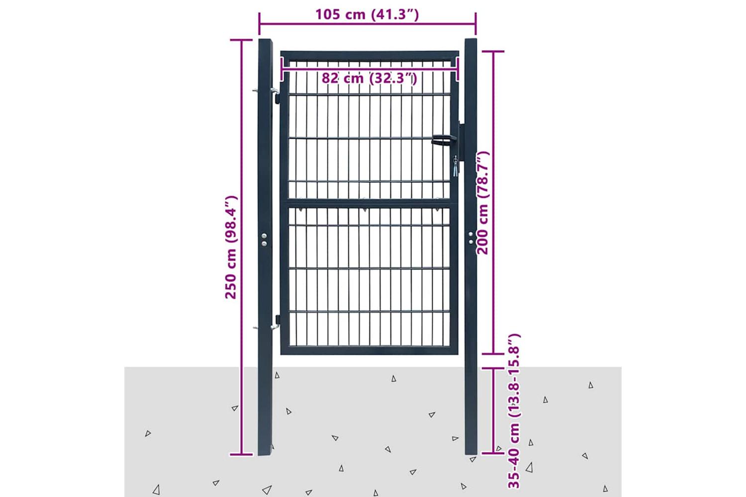 vidaXL 142027 Fence Gate Steel 106x248cm Anthracite-7