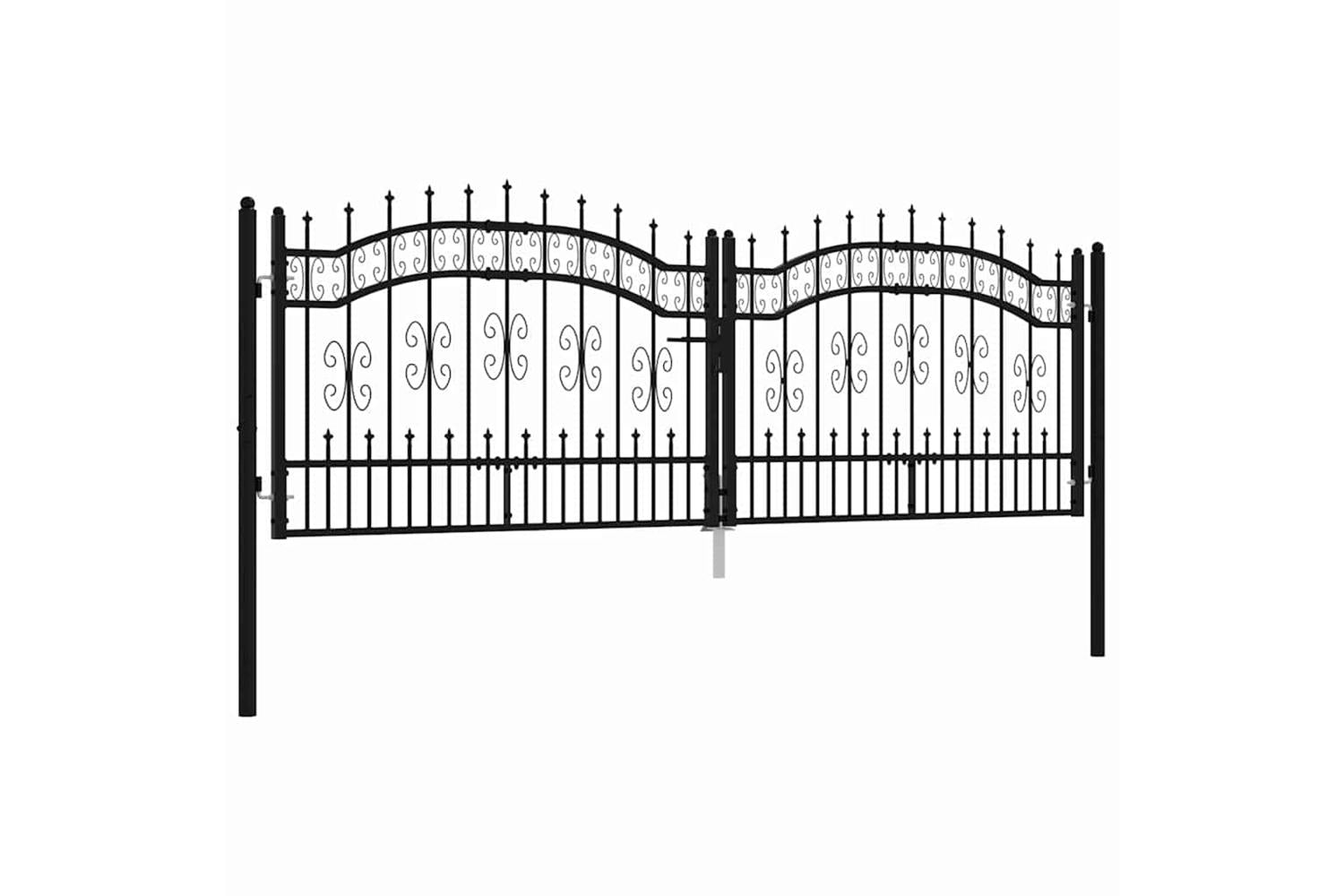 vidaXL 151095 Fence Gate With Spear Top Black 305x151cm Powder-coated Steel