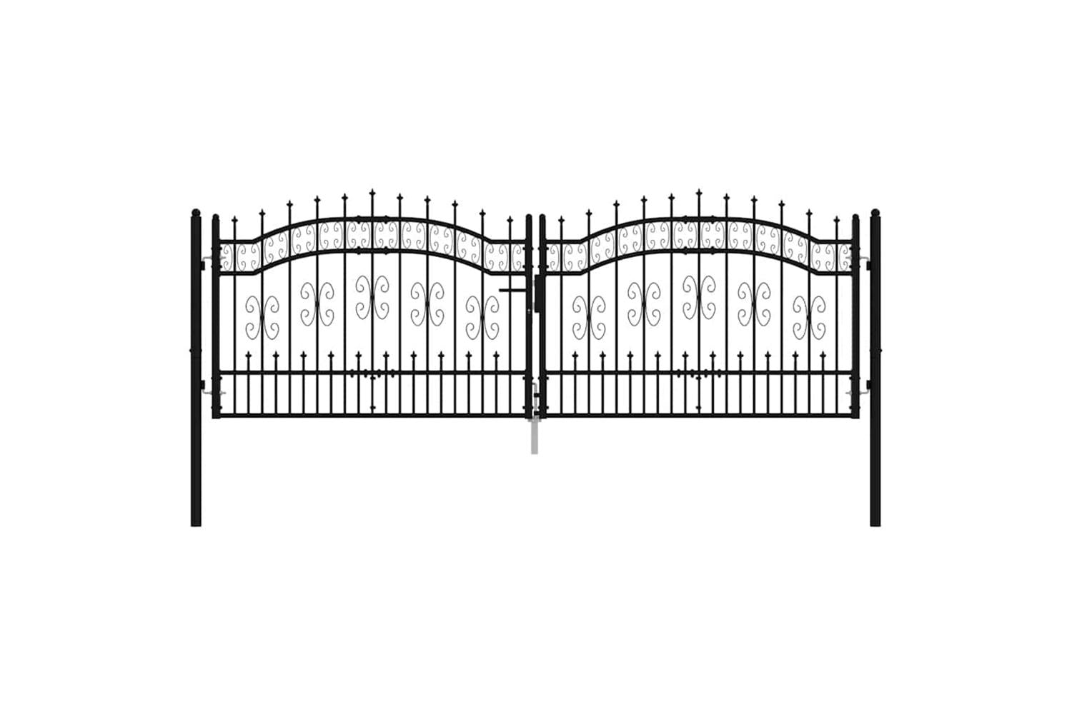 vidaXL 151095 Fence Gate With Spear Top Black 305x151cm Powder-coated Steel-3