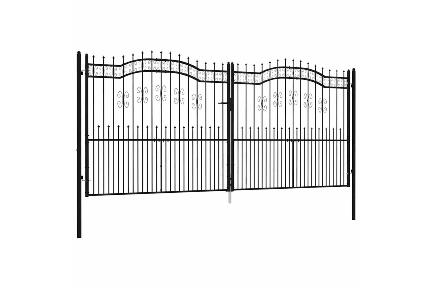 vidaXL 151103 Fence Gate With Spear Top Black 406x223cm Powder-coated Steel
