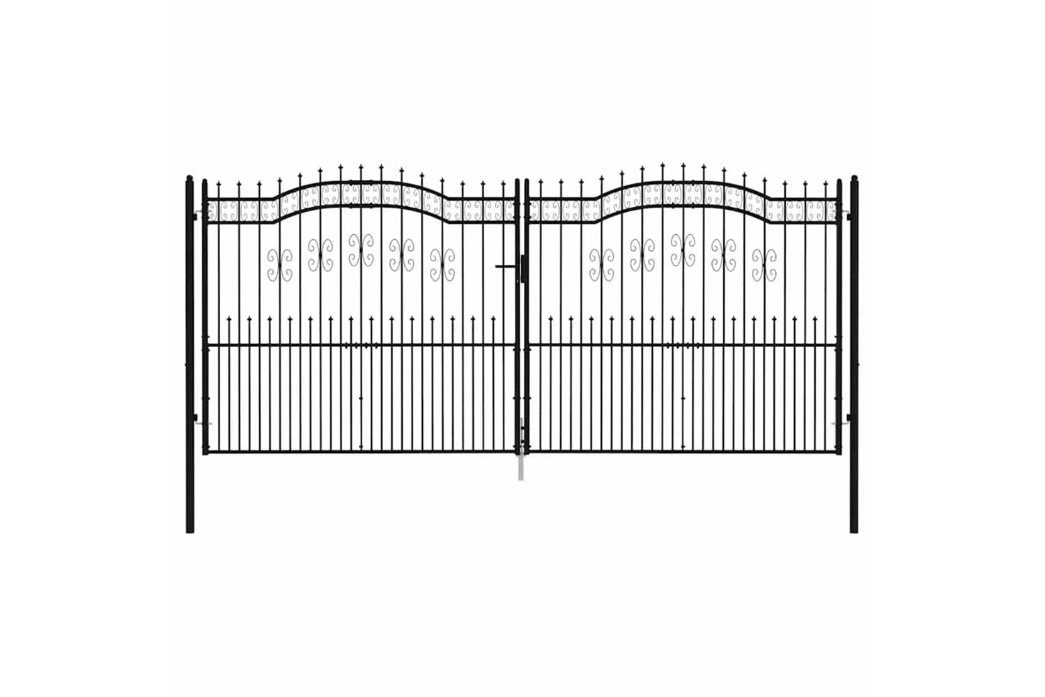 vidaXL 151103 Fence Gate With Spear Top Black 406x223cm Powder-coated Steel-3