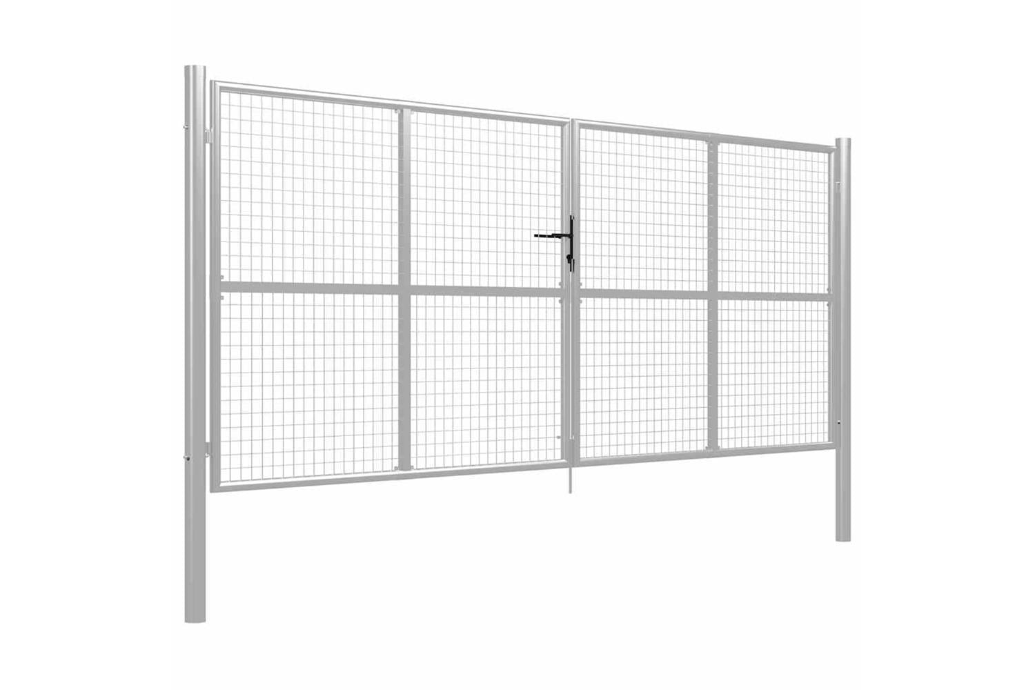 vidaXL 144301 Garden Gate Galvanised Steel 415x200cm Silver-2