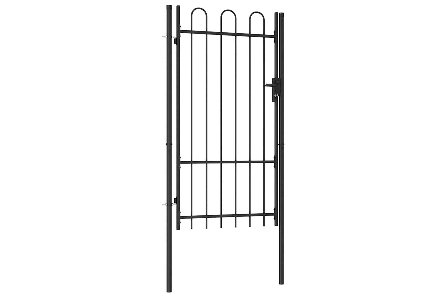 Vidaxl 145743 Fence Gate Single Door With Arched Top Steel 1x1.75 M Black