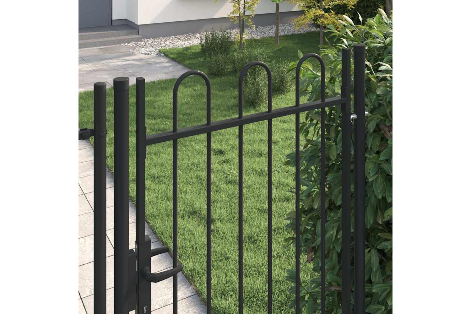 Vidaxl 145743 Fence Gate Single Door With Arched Top Steel 1x1.75 M Black-2