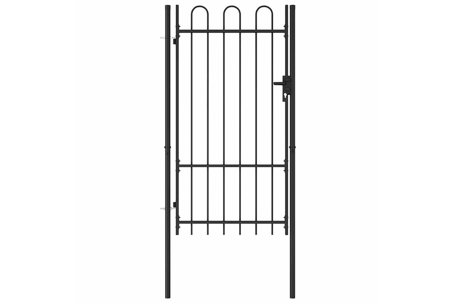Vidaxl 145743 Fence Gate Single Door With Arched Top Steel 1x1.75 M Black-3