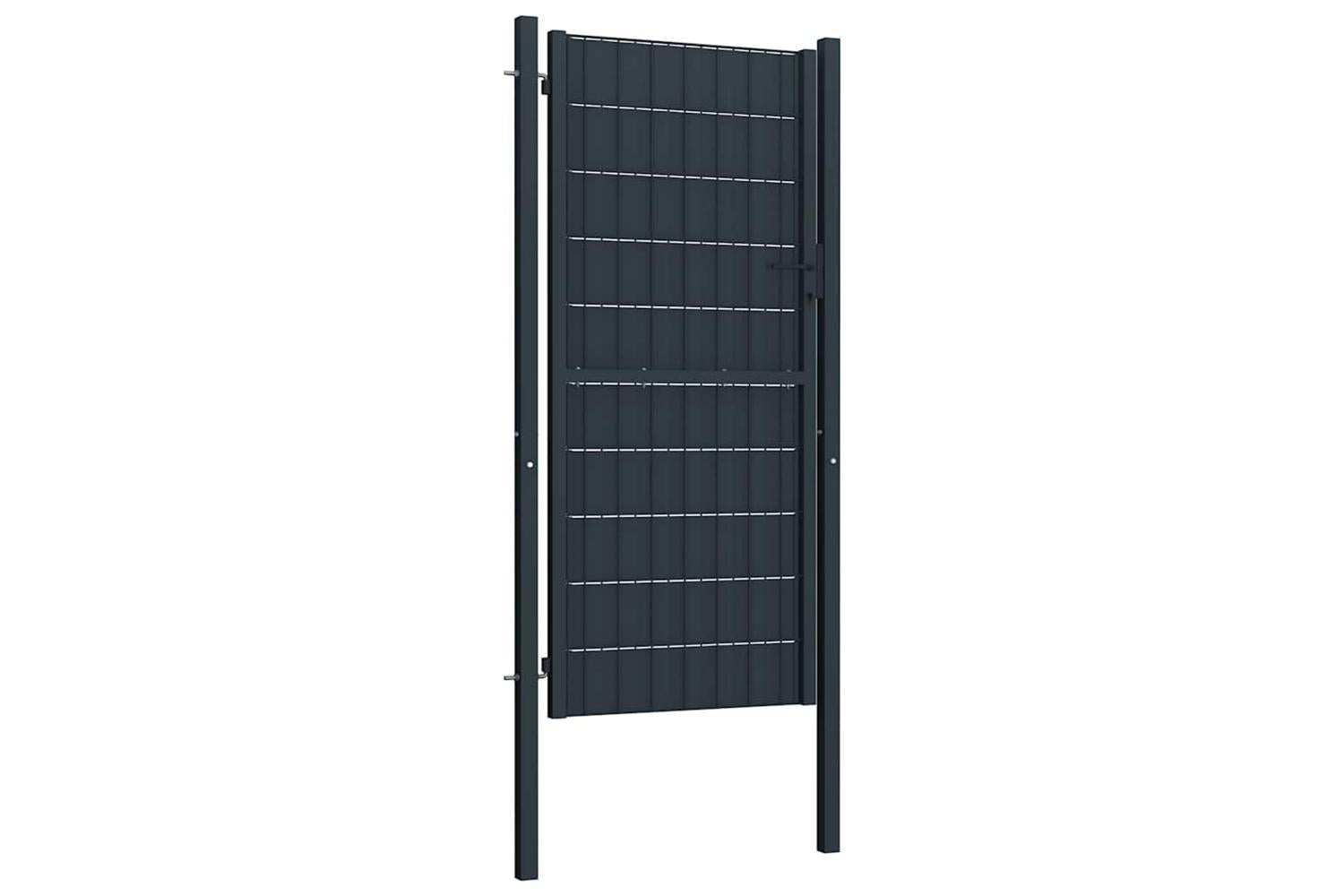 vidaXL 145234 Fence Gate Pvc And Steel 100x124cm Anthracite-2