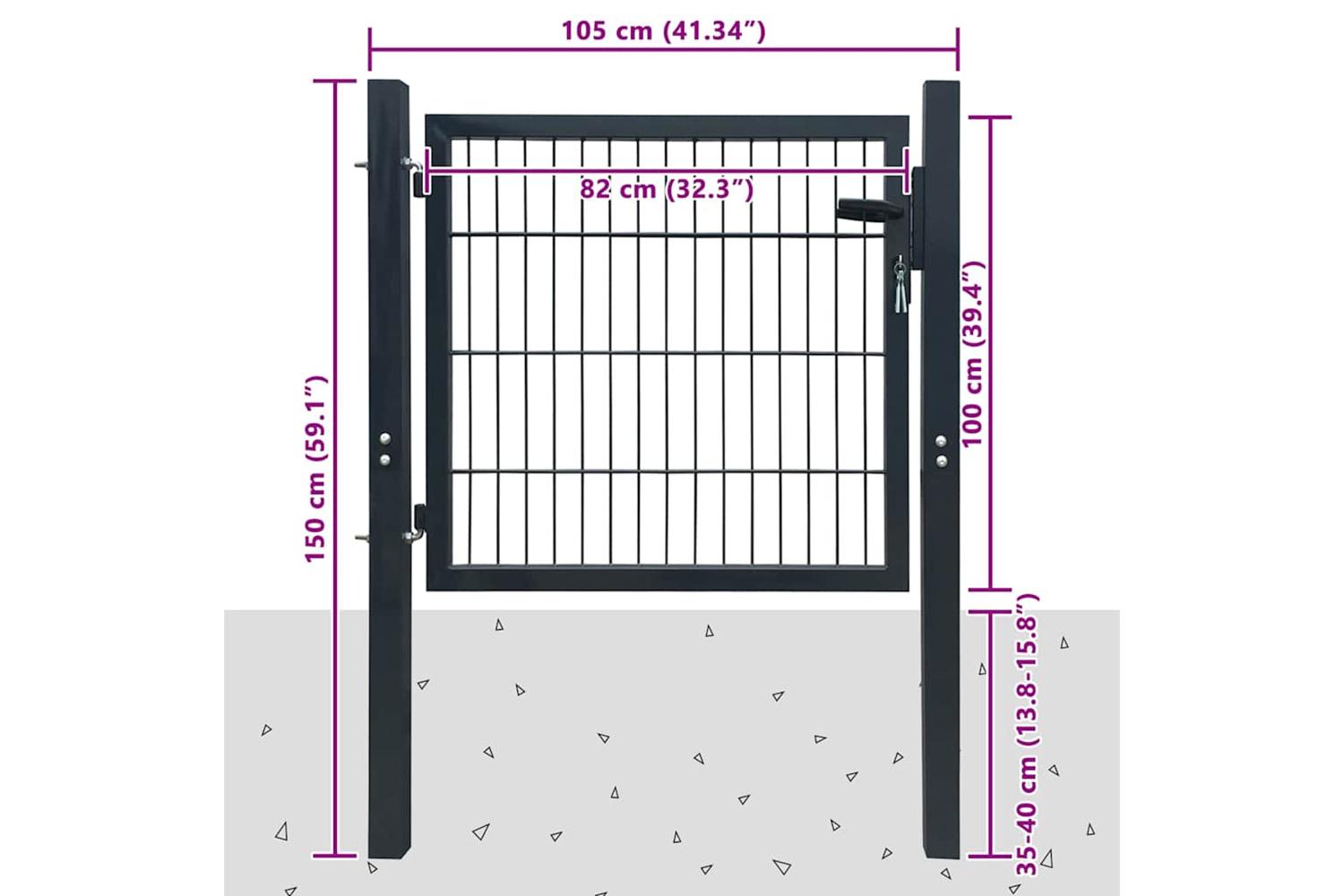 vidaXL 142026 Fence Gate Steel Anthracite 105x150cm-6