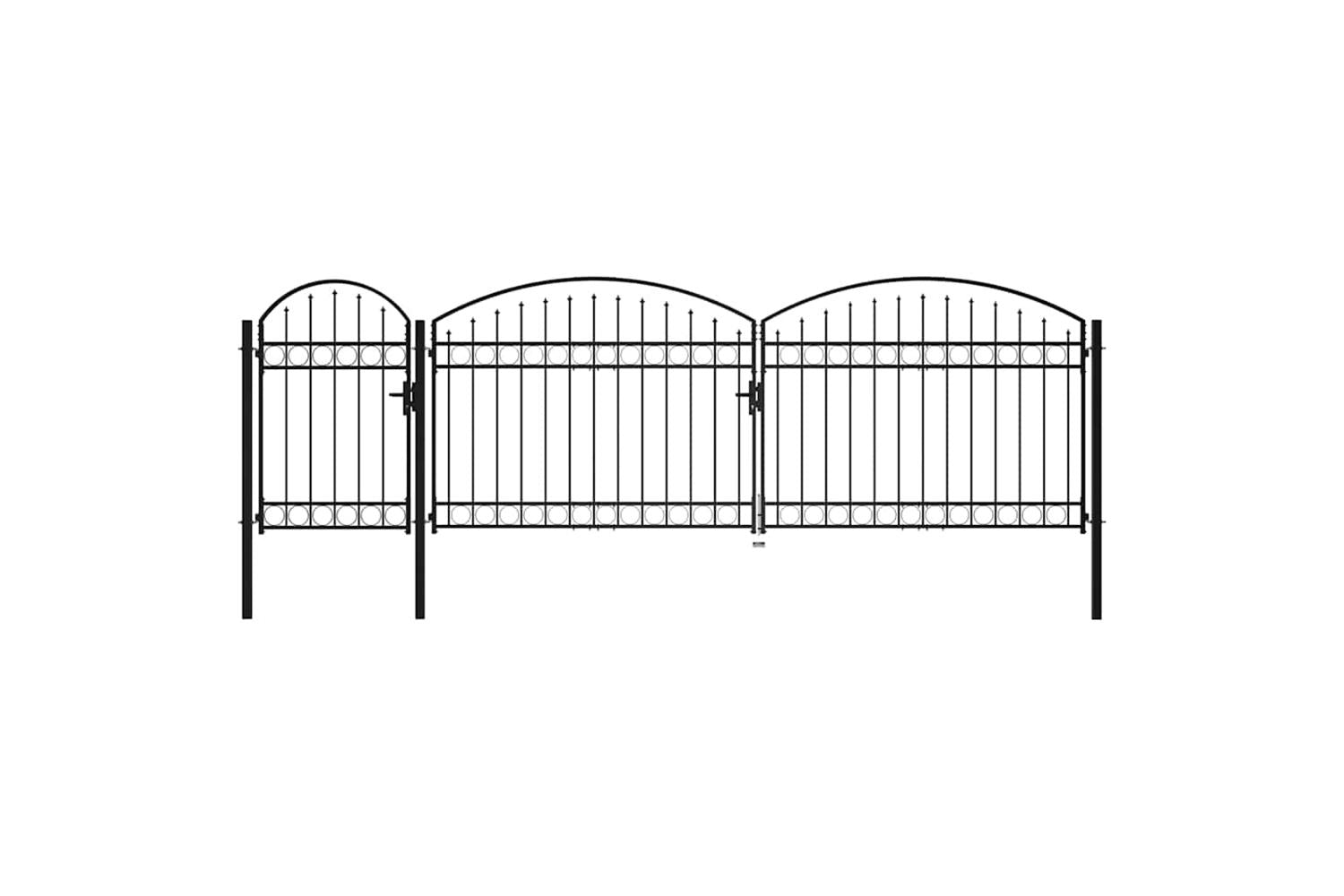 Vidaxl 144372 Garden Fence Gate With Arched Top Steel 2x5 M Black