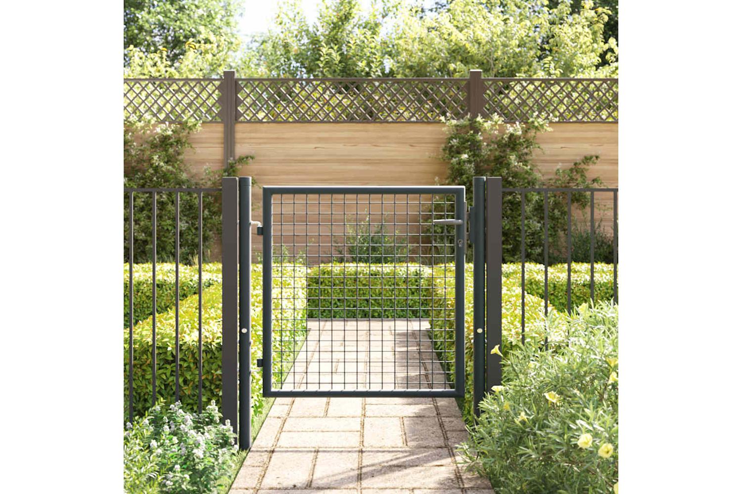 vidaXL 145771 Mesh Garden Gate Galvanised Steel 100x125cm Grey-2