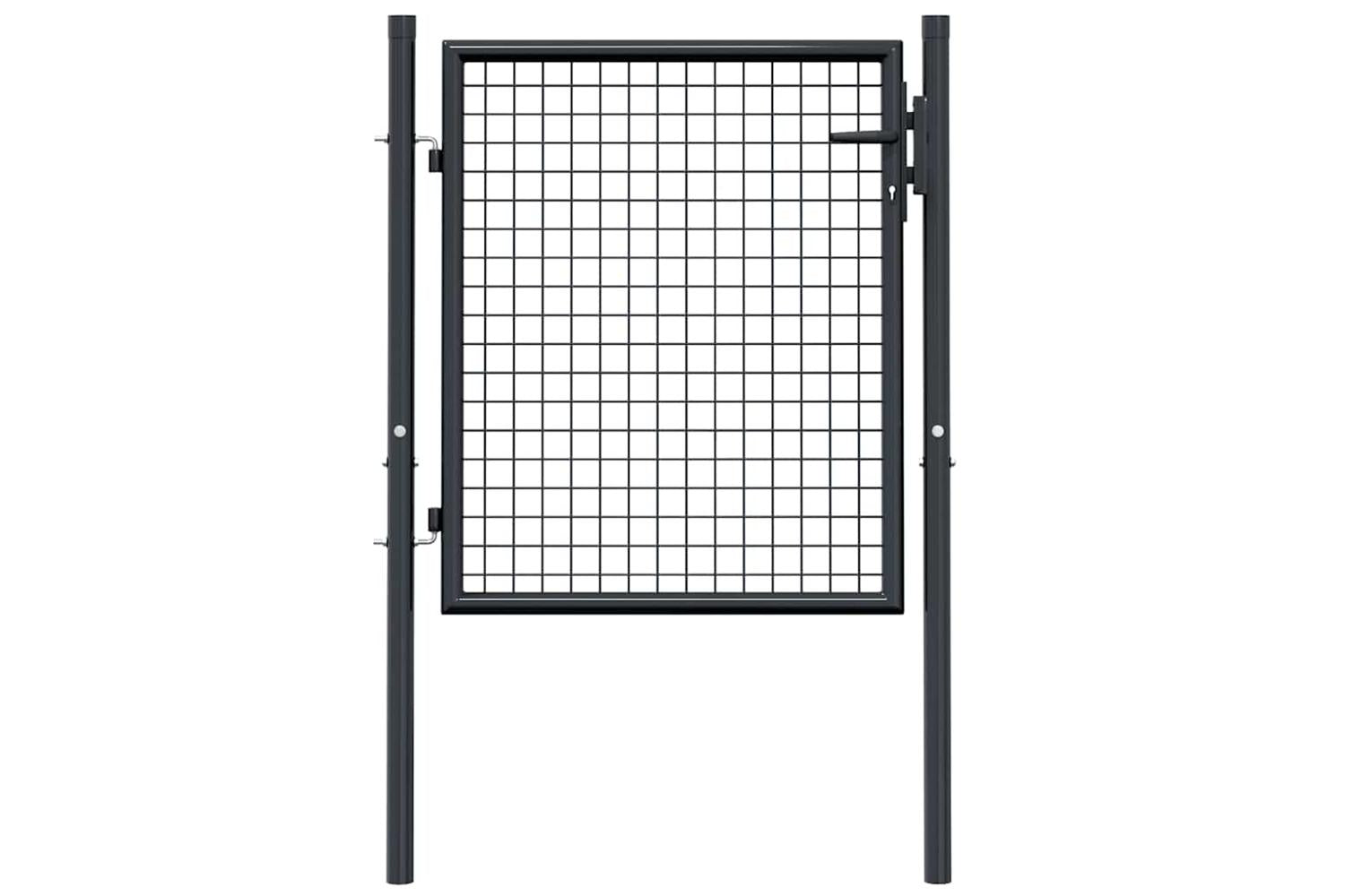 vidaXL 145771 Mesh Garden Gate Galvanised Steel 100x125cm Grey-3