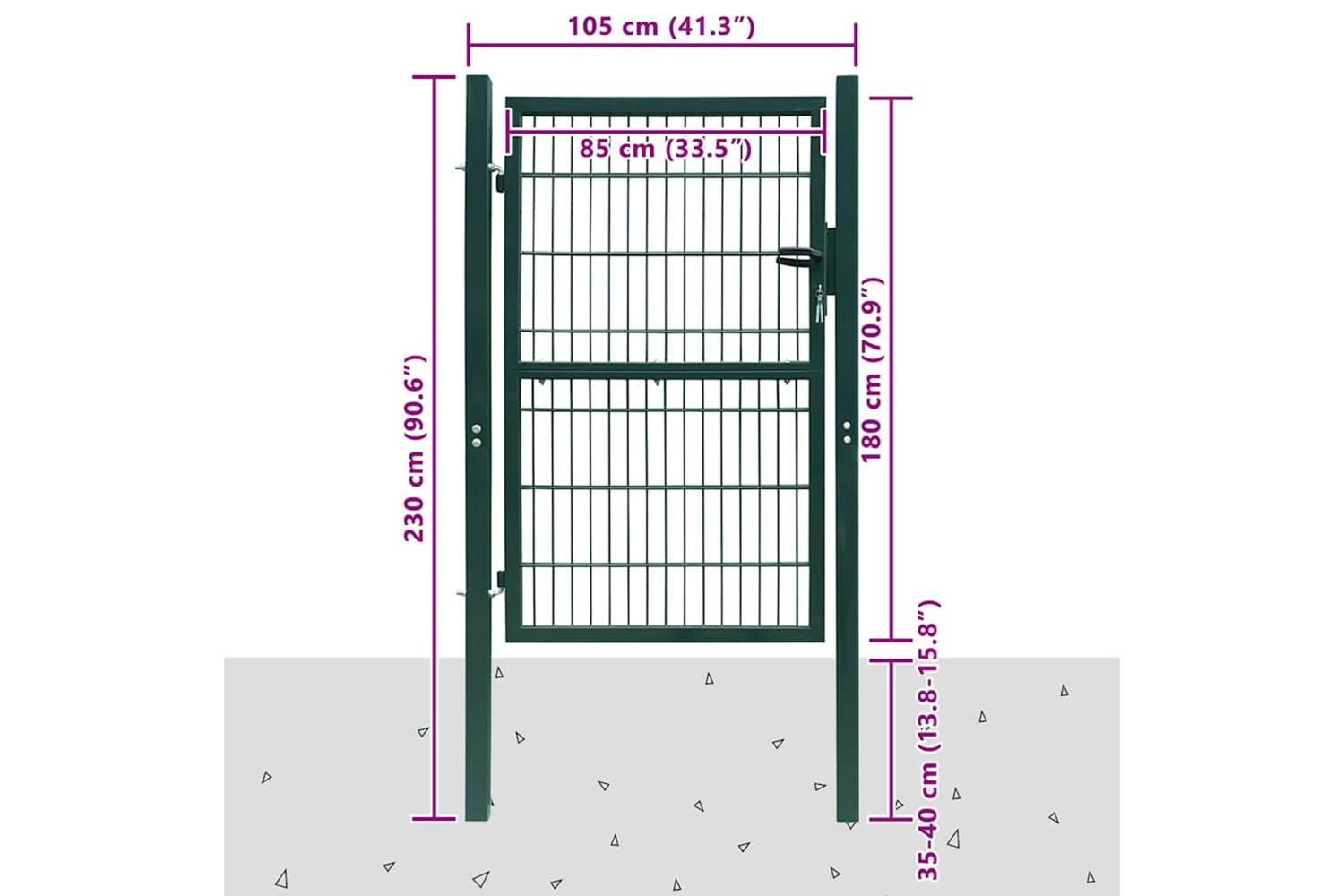vidaXL 141752 2d Fence Gate (single) Green 106 X 230cm-7