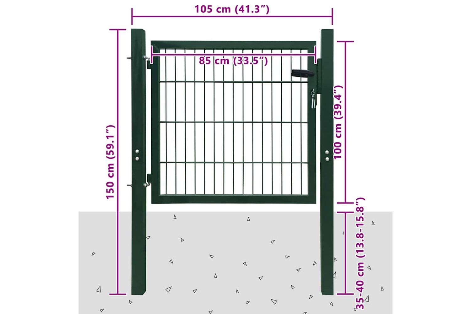 vidaXL 142028 Fence Gate Steel Green 105x150cm-6
