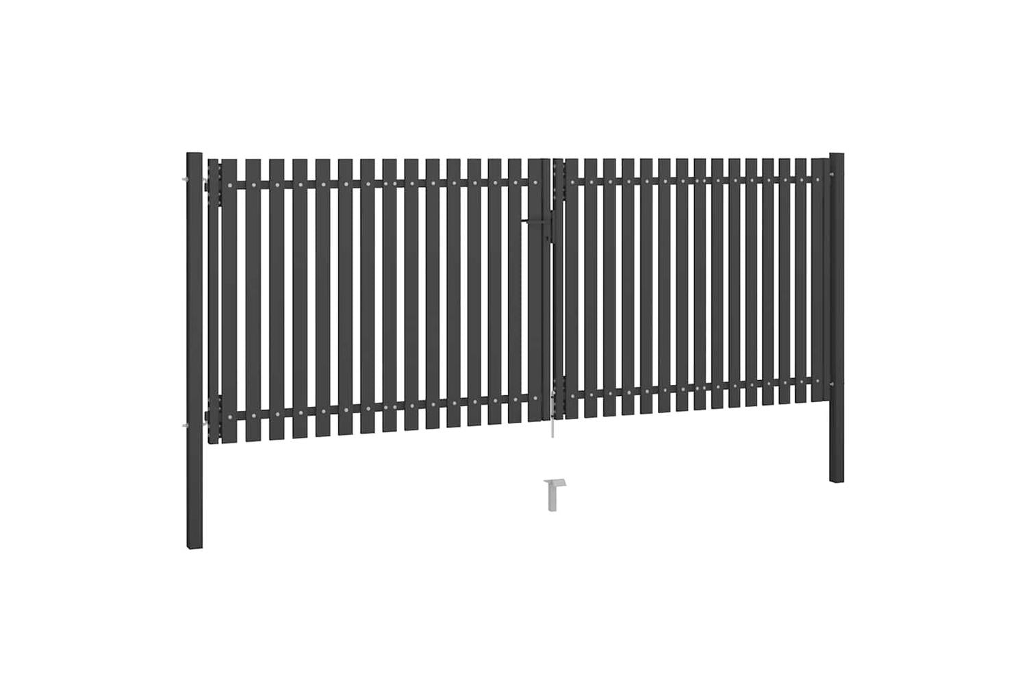 Vidaxl 146335 Garden Fence Gate Steel 4x1.7 M Anthracite-2
