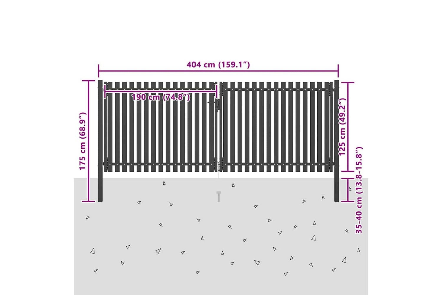Vidaxl 146335 Garden Fence Gate Steel 4x1.7 M Anthracite-5
