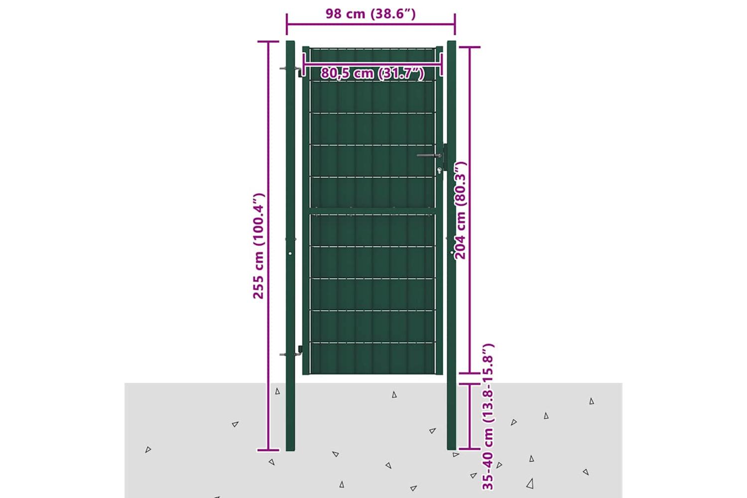vidaXL 145231 Fence Gate Pvc And Steel 100x204cm Green-4