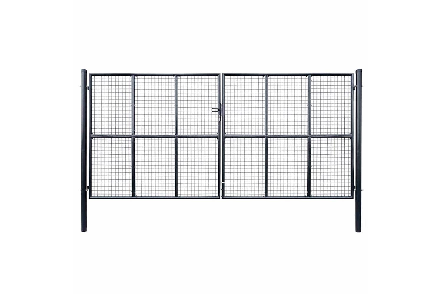 vidaXL 143379 Mesh Garden Gate Galvanised Steel 400x200cm Grey