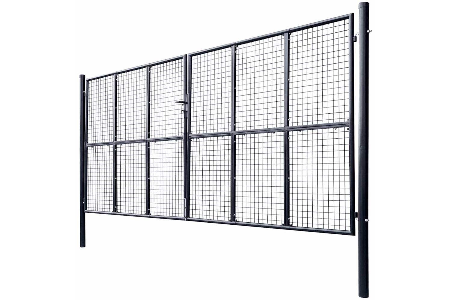 vidaXL 143379 Mesh Garden Gate Galvanised Steel 400x200cm Grey-2