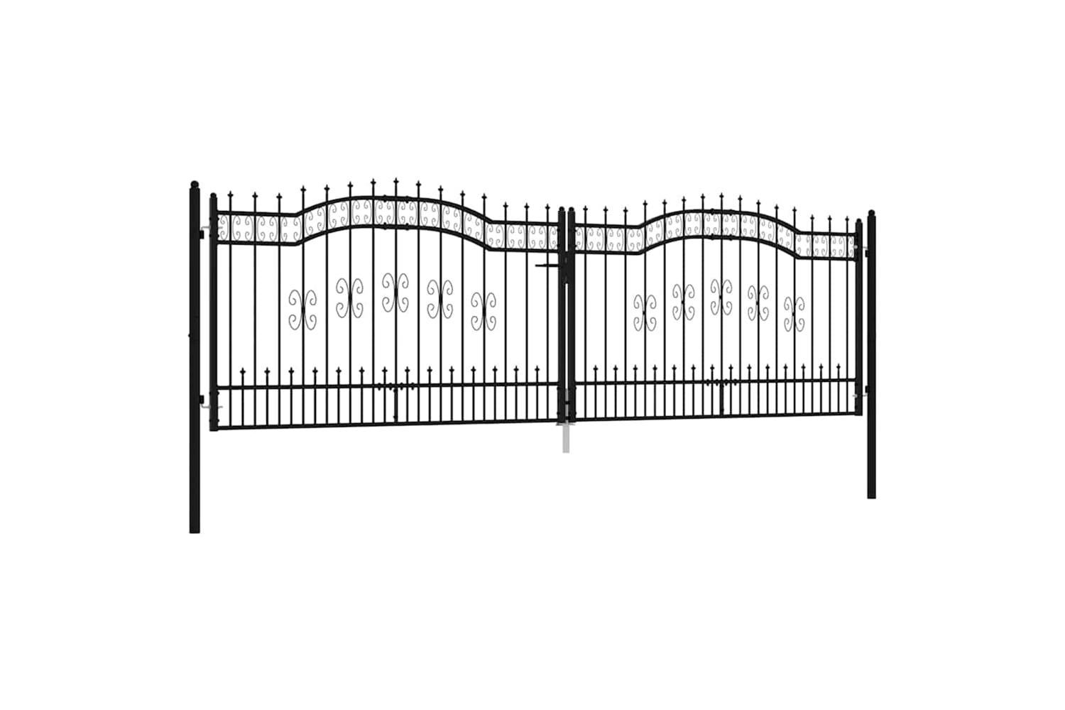 vidaXL 151101 Fence Gate With Spear Top Black 406x173cm Powder-coated Steel