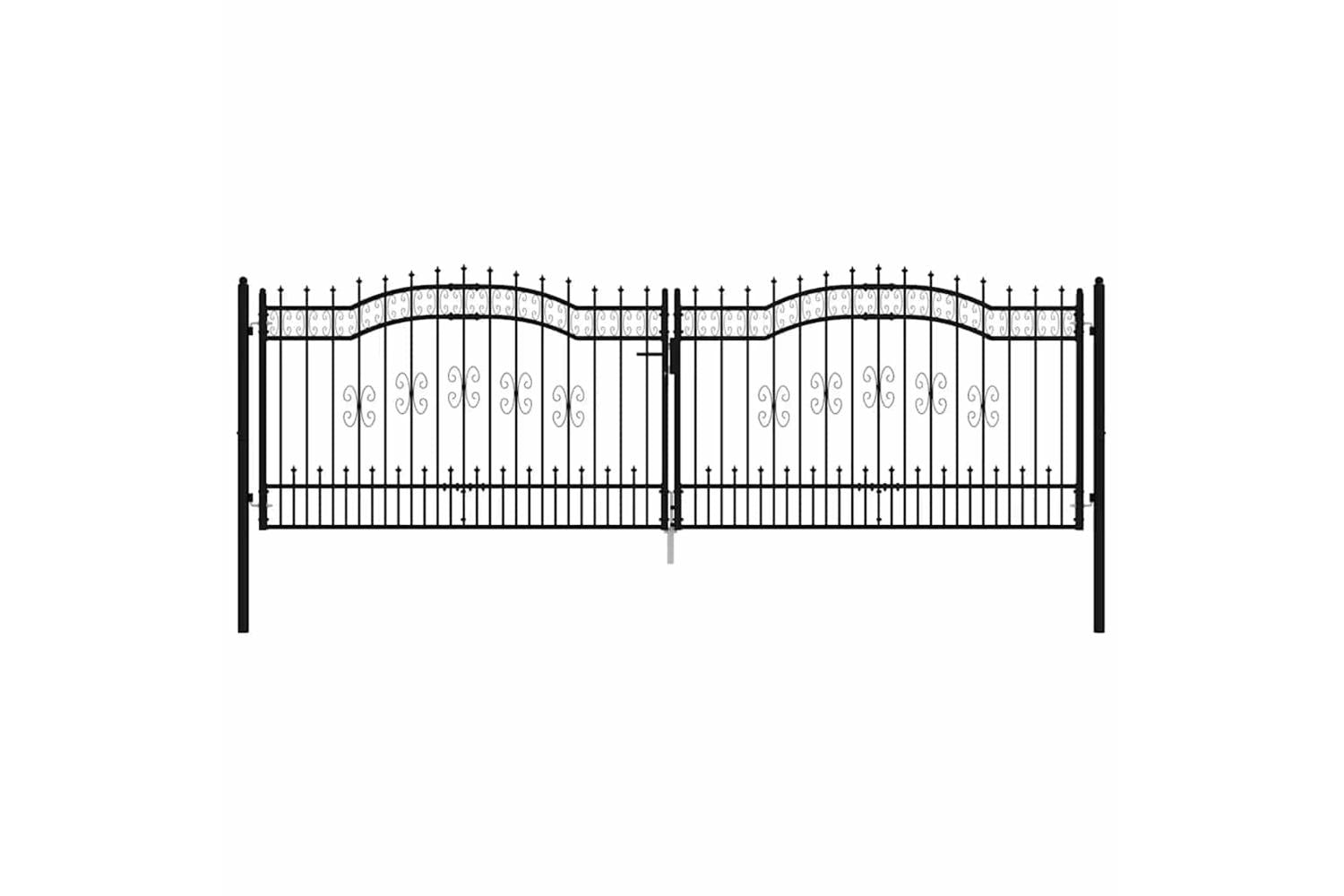 vidaXL 151101 Fence Gate With Spear Top Black 406x173cm Powder-coated Steel-3