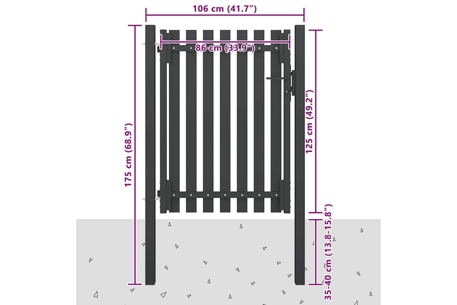 Vidaxl 146329 Garden Fence Gate Steel 1x1.7 M Anthracite-4