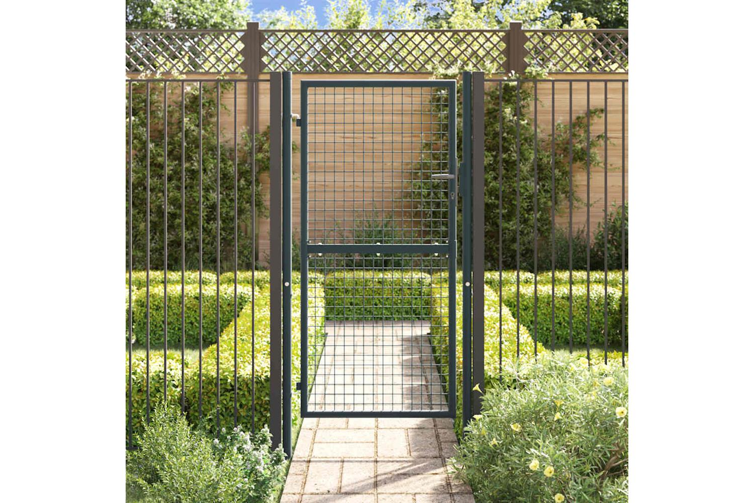 vidaXL 145774 Mesh Garden Gate Galvanised Steel 100x225cm Grey-2