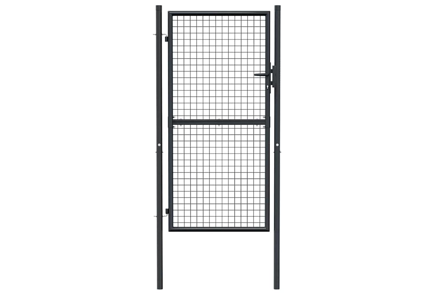 vidaXL 145774 Mesh Garden Gate Galvanised Steel 100x225cm Grey-3