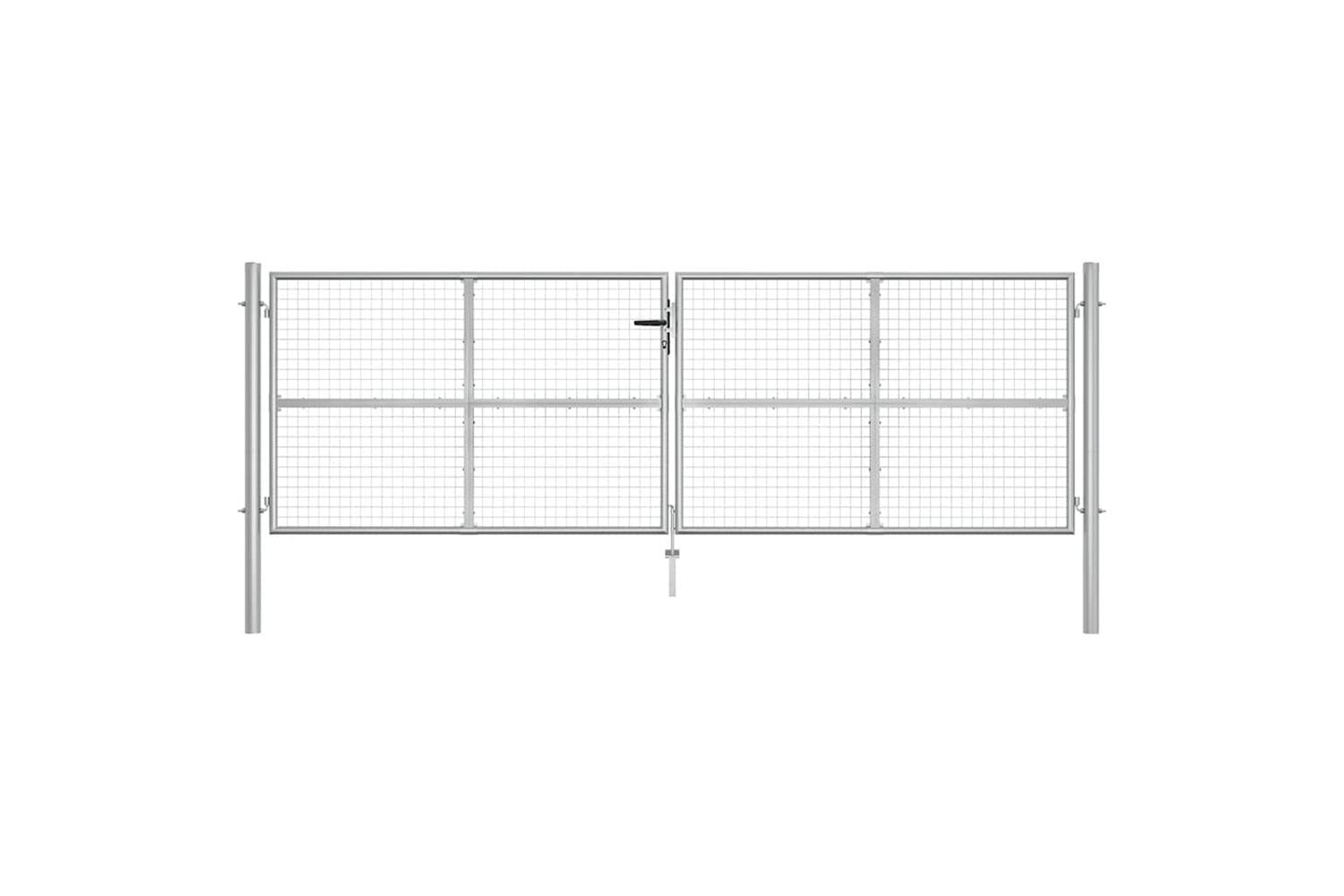 vidaXL 144300 Garden Gate Galvanised Steel 415x175cm Silver-2