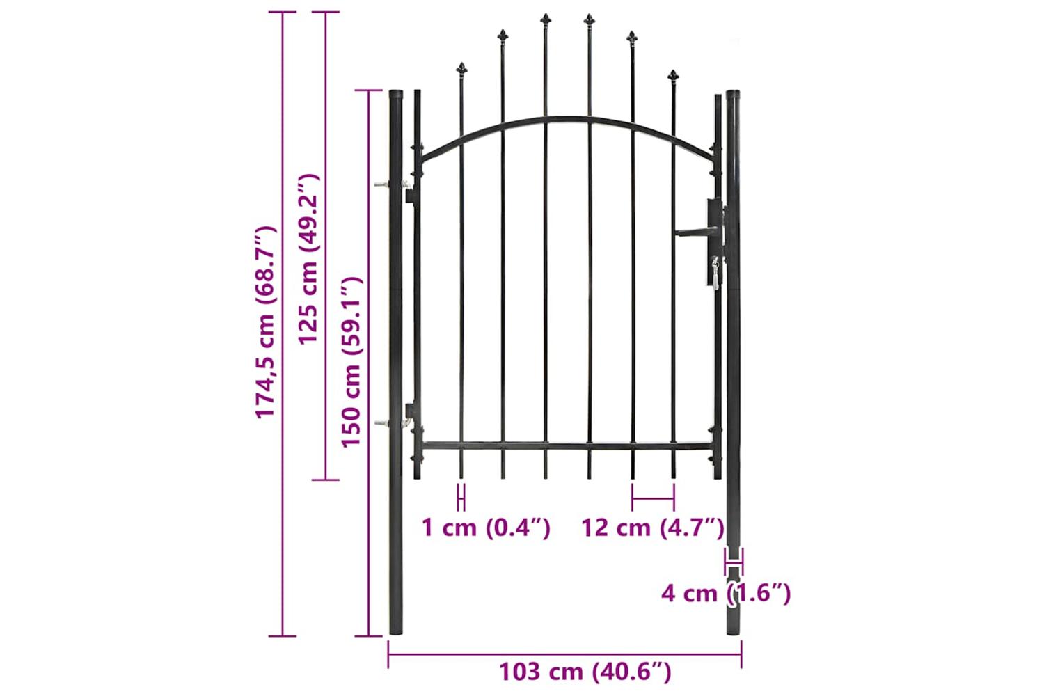 Vidaxl 143059 Garden Gate Steel 1x1.75 M Black-5