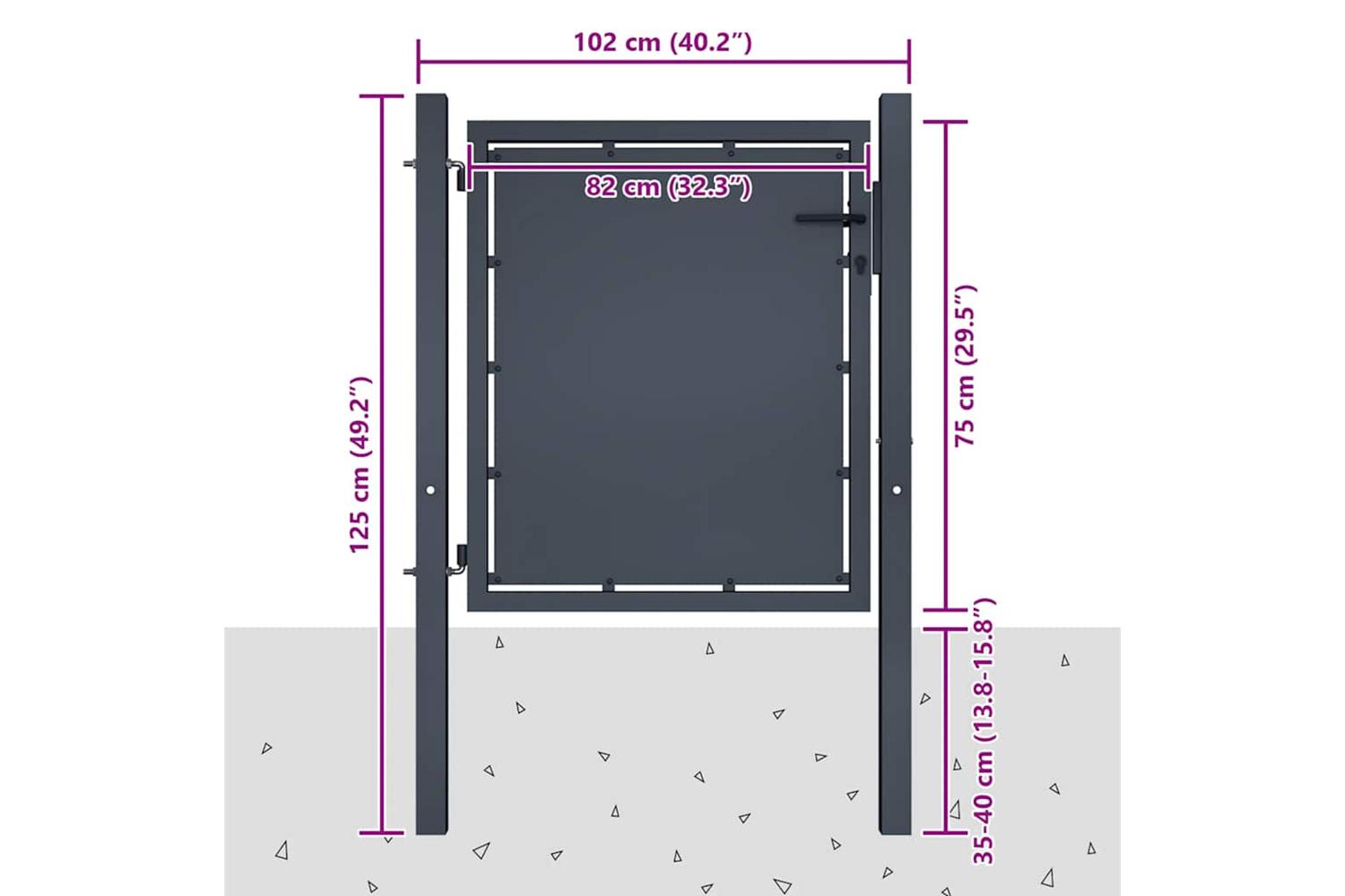 vidaXL 144517 Garden Gate Steel 100x75cm Anthracite-4