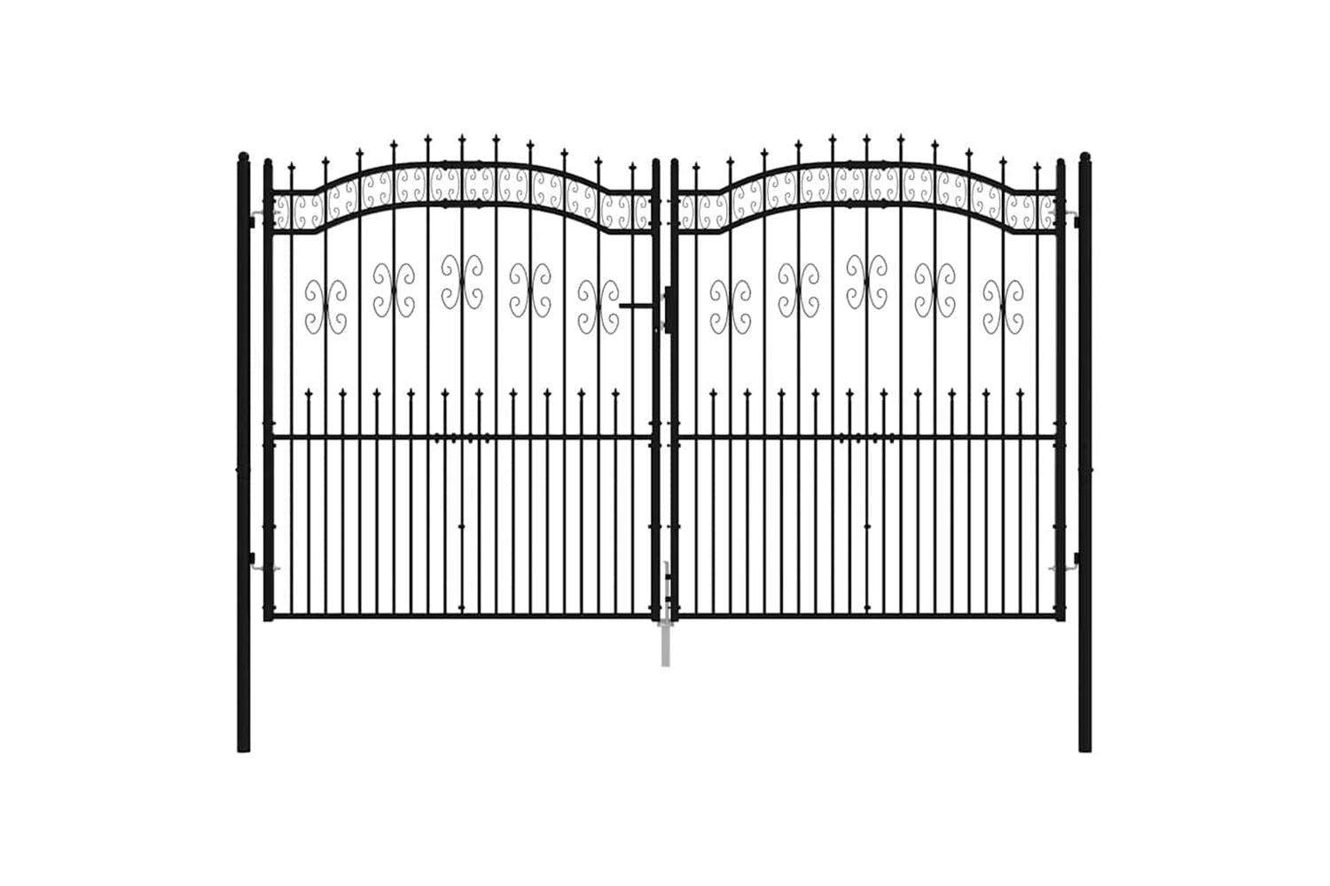 vidaXL 151098 Fence Gate With Spear Top Black 305x223cm Powder-coated Steel-3