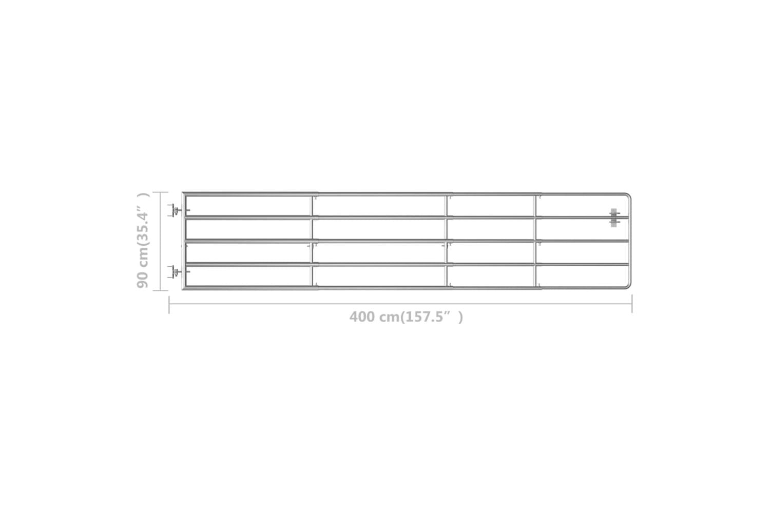 vidaXL 145987 5 Bar Field Gate Steel (150-400)x90cm Silver-5