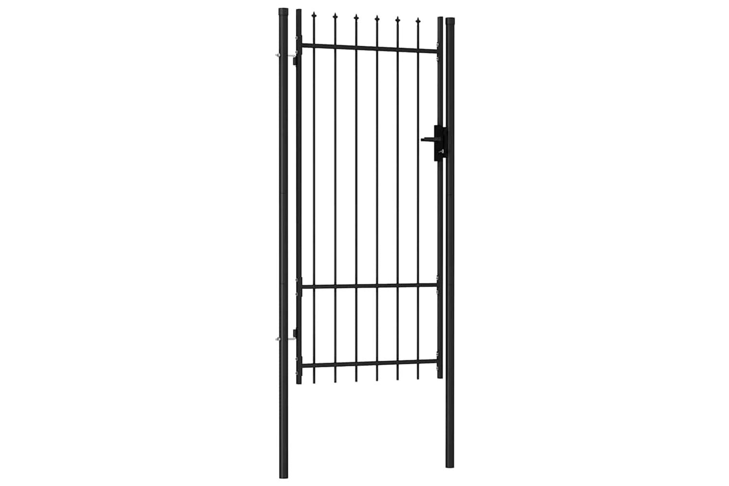 Vidaxl 145746 Fence Gate Single Door With Spike Top Steel 1x2 M Black
