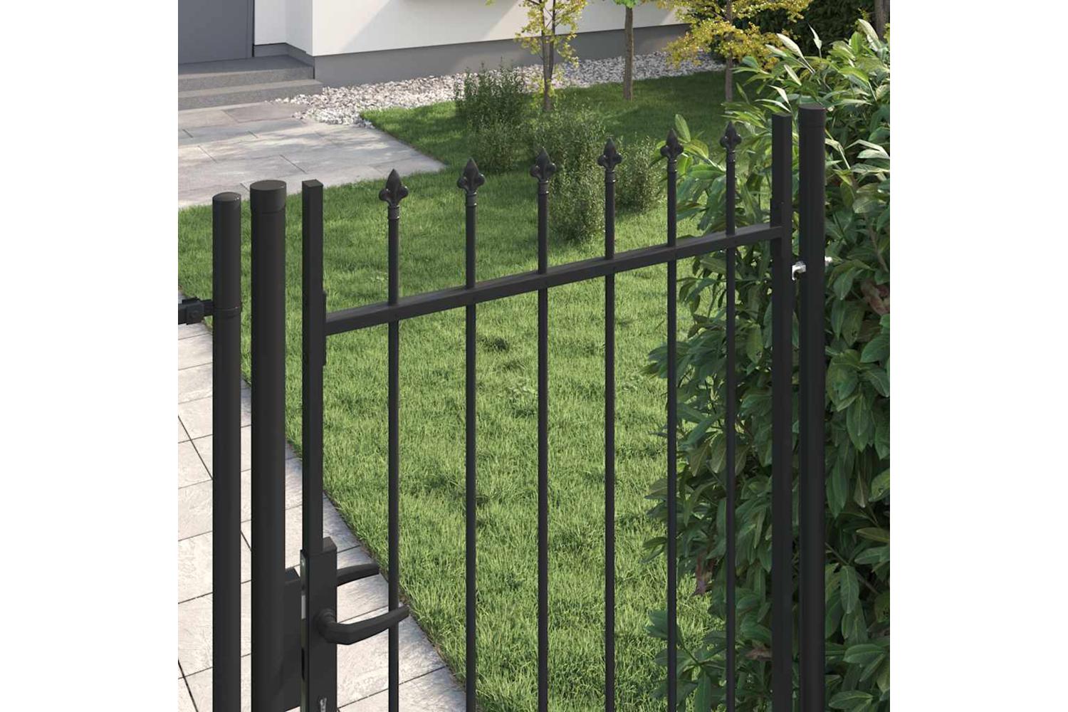 Vidaxl 145746 Fence Gate Single Door With Spike Top Steel 1x2 M Black-2