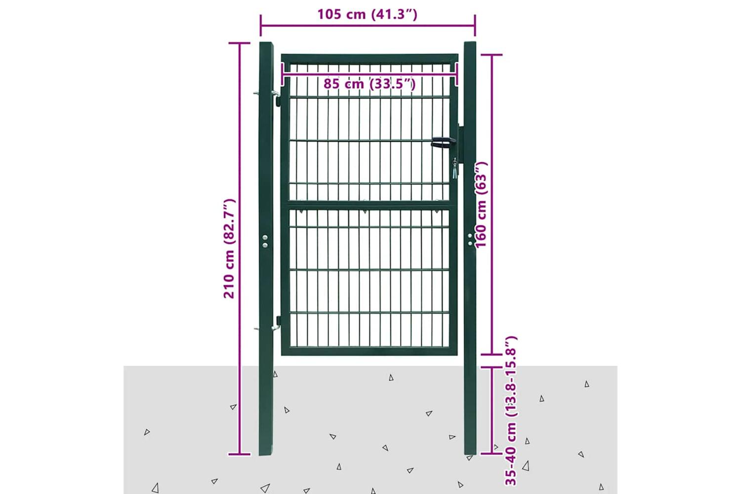 vidaXL 141751 2d Fence Gate (single) Green 106 X 210cm-7