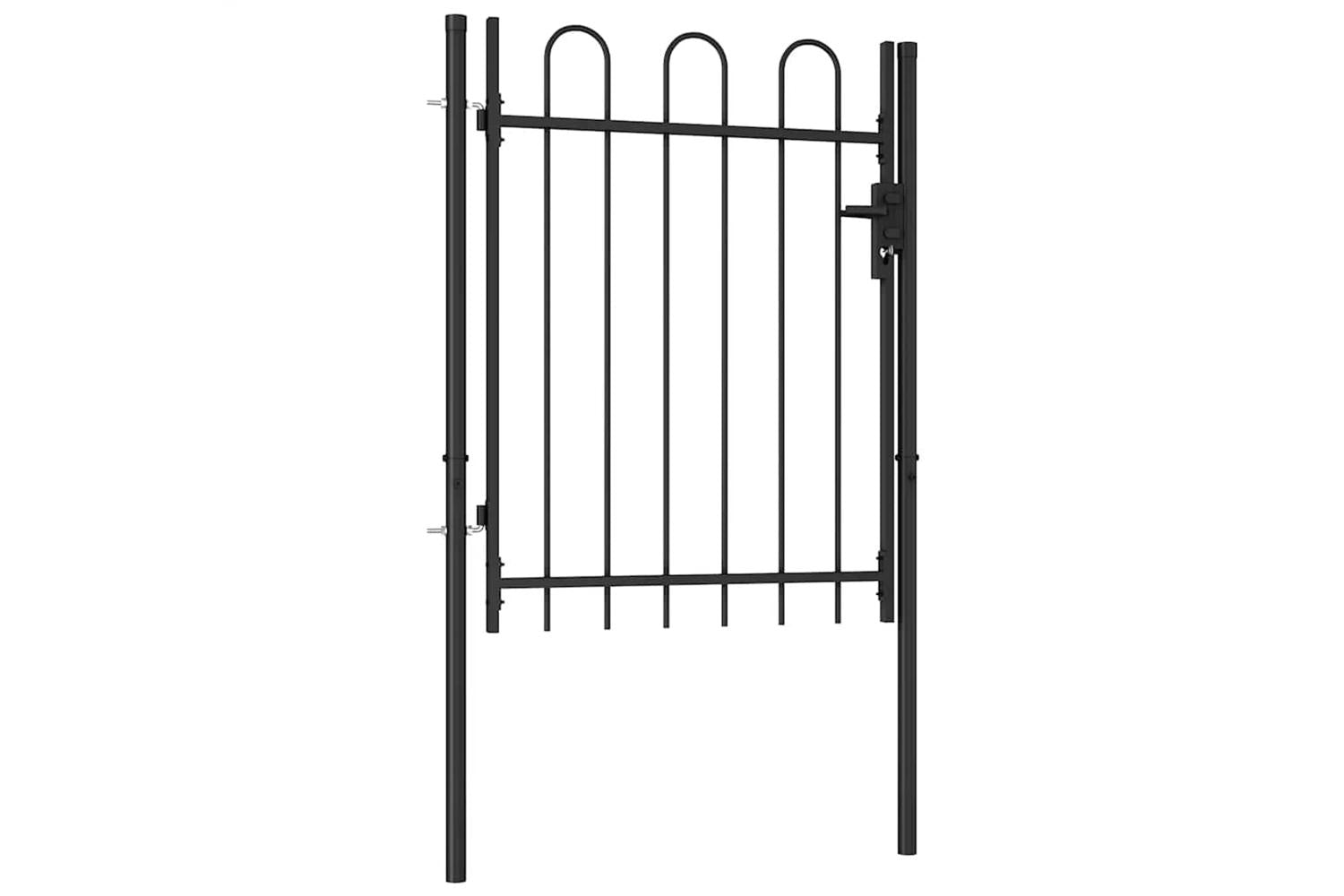 Vidaxl 146030 Fence Gate Single Door With Arched Top Steel 1x1.2 M Black