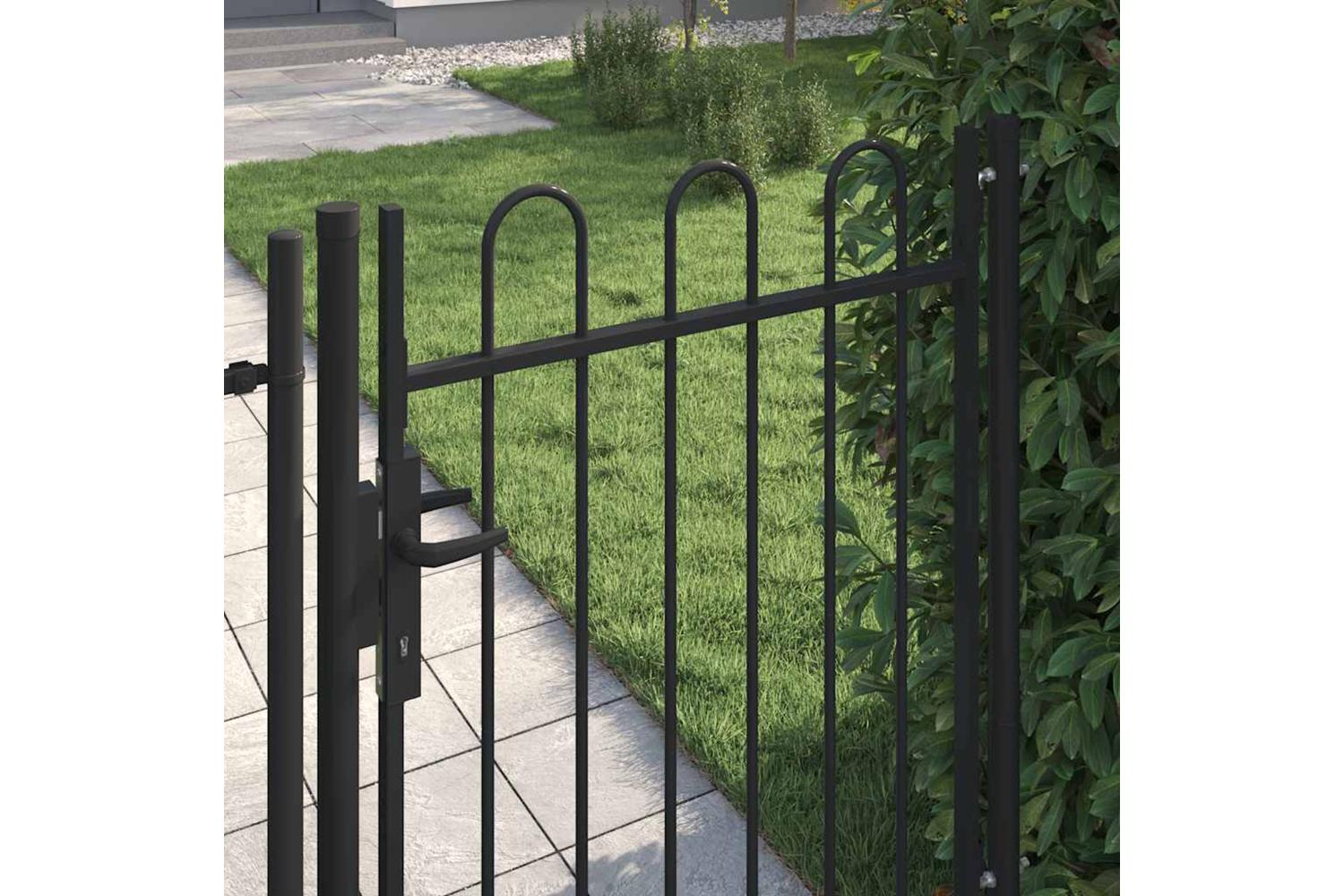 Vidaxl 146030 Fence Gate Single Door With Arched Top Steel 1x1.2 M Black-2