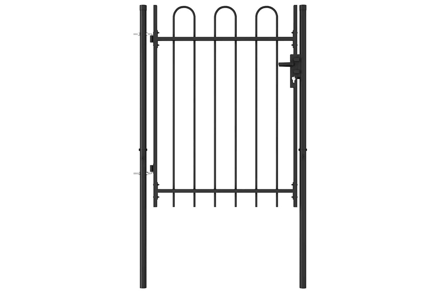 Vidaxl 146030 Fence Gate Single Door With Arched Top Steel 1x1.2 M Black-3