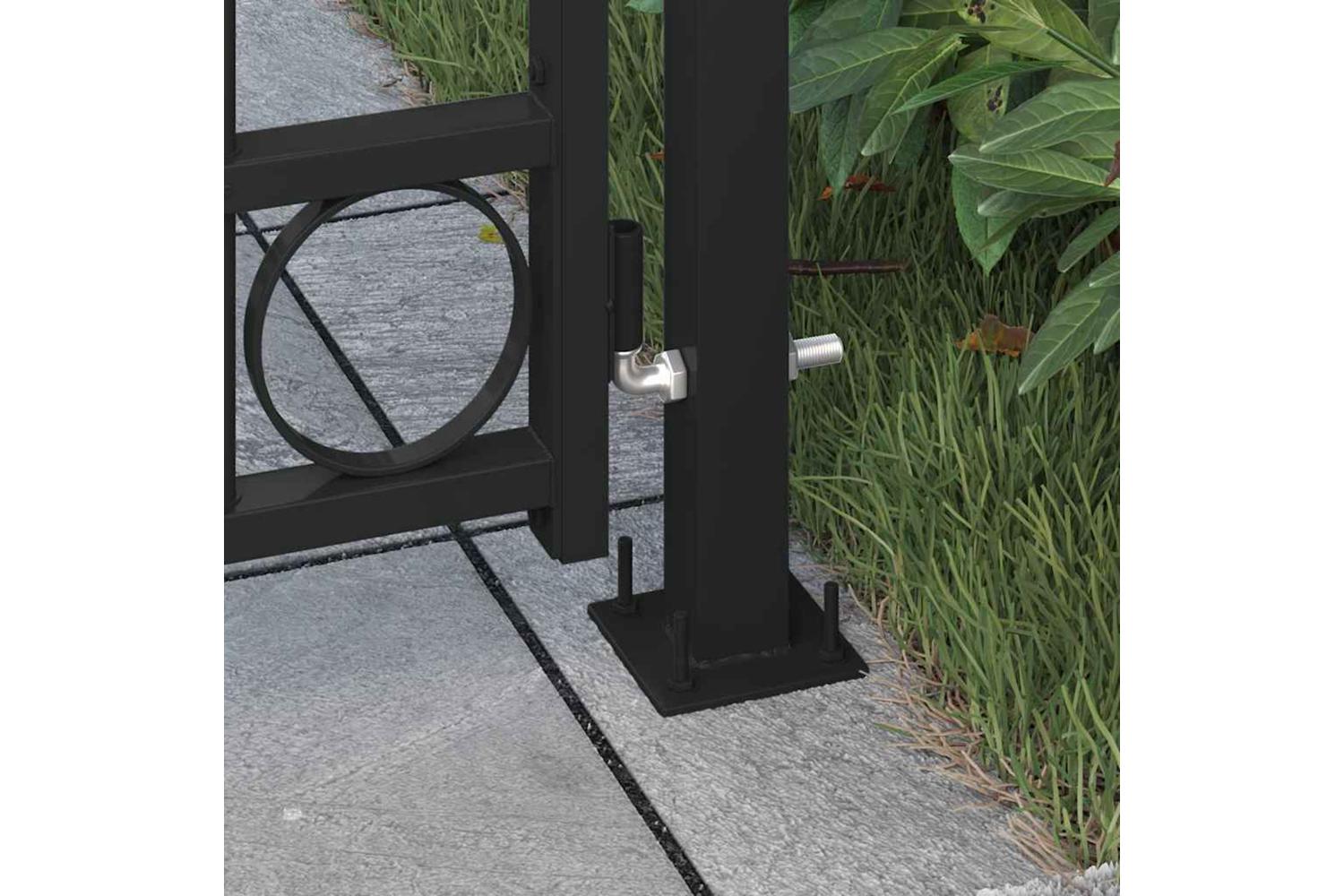 vidaXL 145750 Fence Gate With Arched Top Steel 89x200cm Black-2