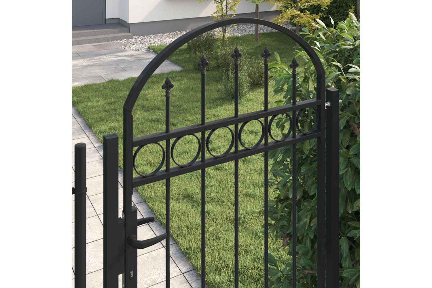 vidaXL 145750 Fence Gate With Arched Top Steel 89x200cm Black-3